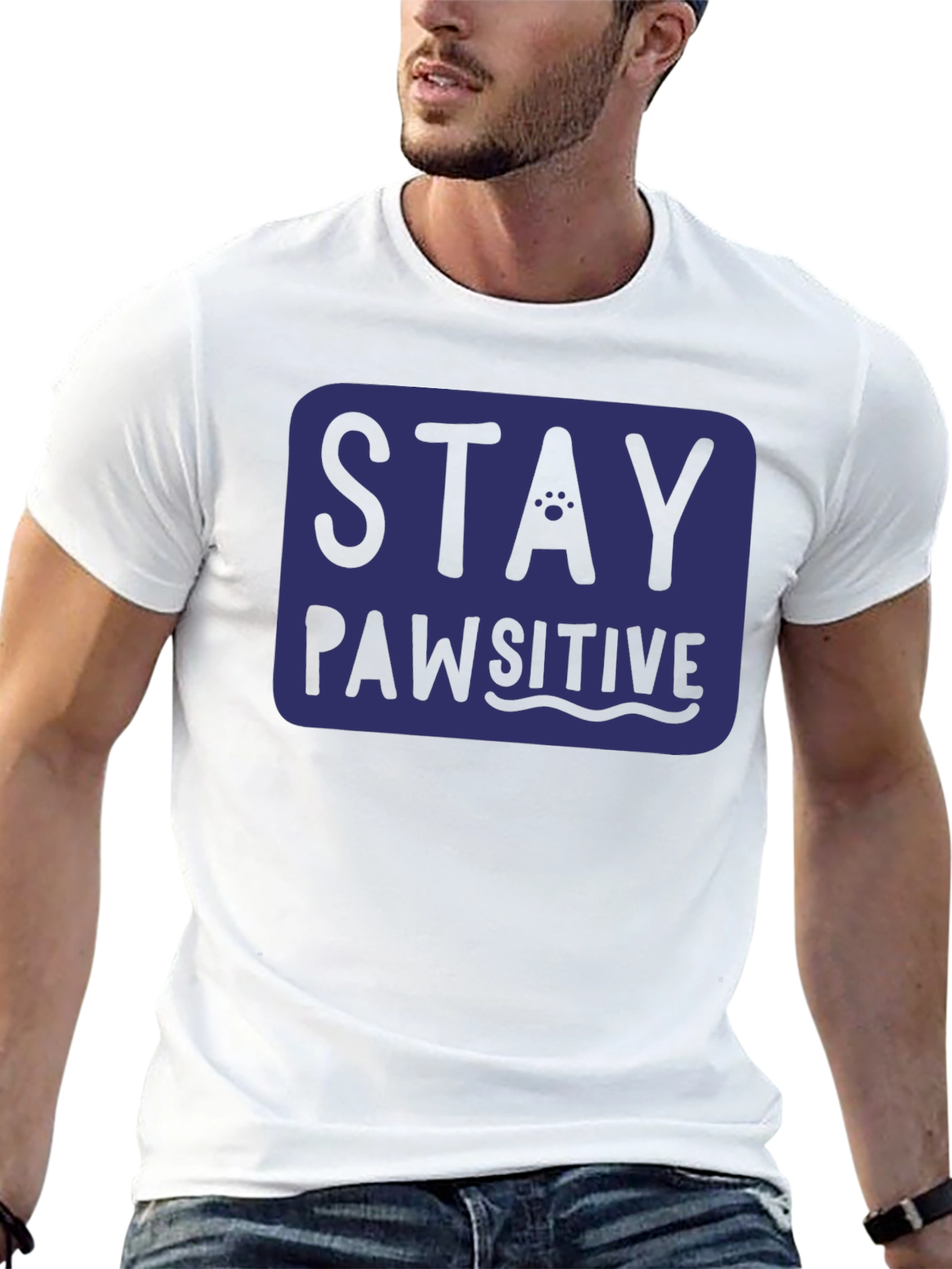 Black Stay Pawsitive T-Shirt - Blue Graphic Tee view 13