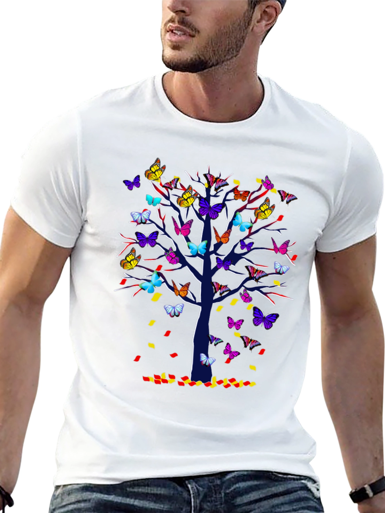 Black Butterfly Tree T-Shirt - Colorful Nature Tee view 13