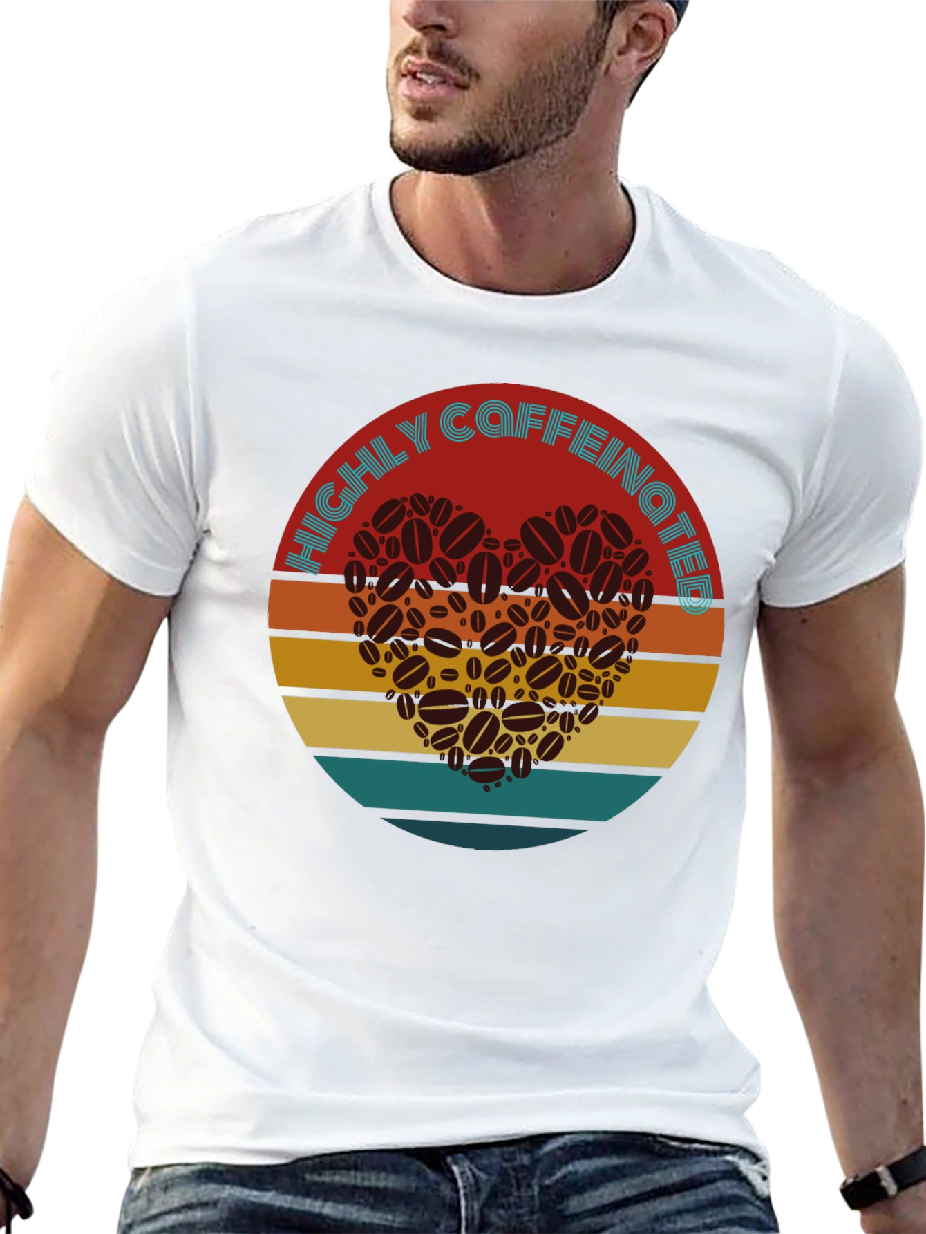 Black Highly Caffeinated Coffee Bean Heart T-Shirt view 13