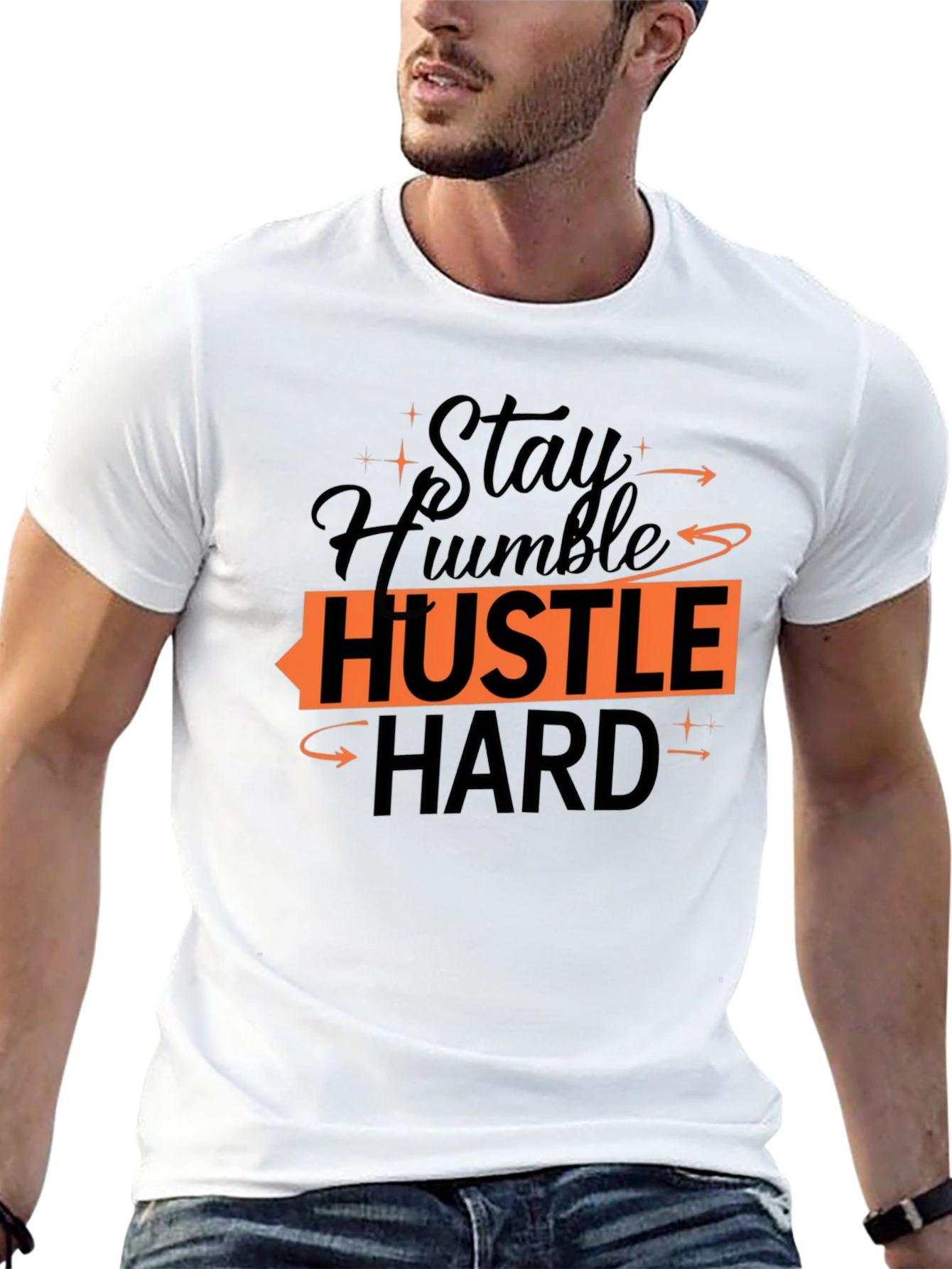 Black Stay Humble Hustle Hard Graphic Tee view 13