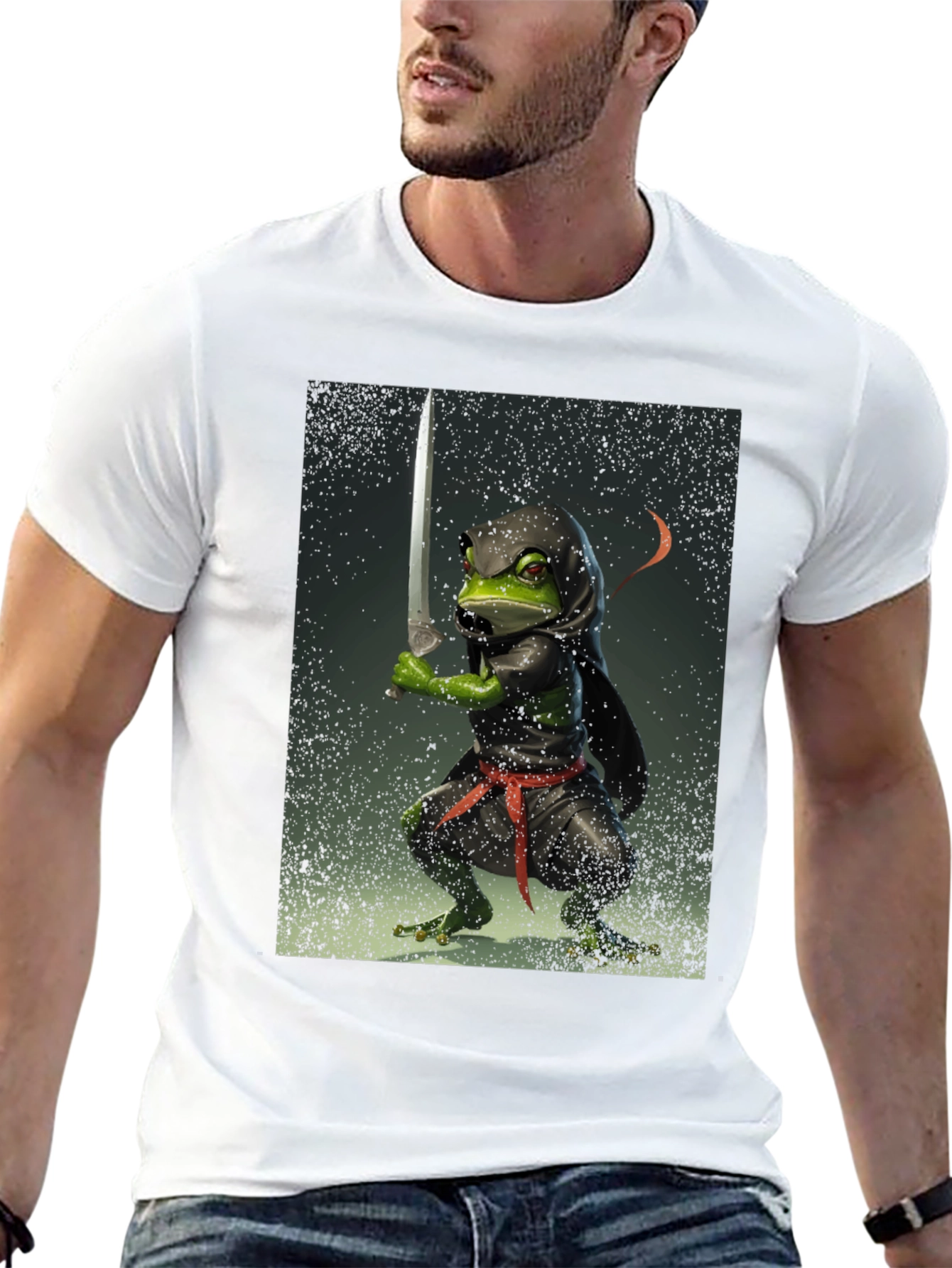 Black Ninja Frog T-Shirt - Funny Graphic Tee view 13