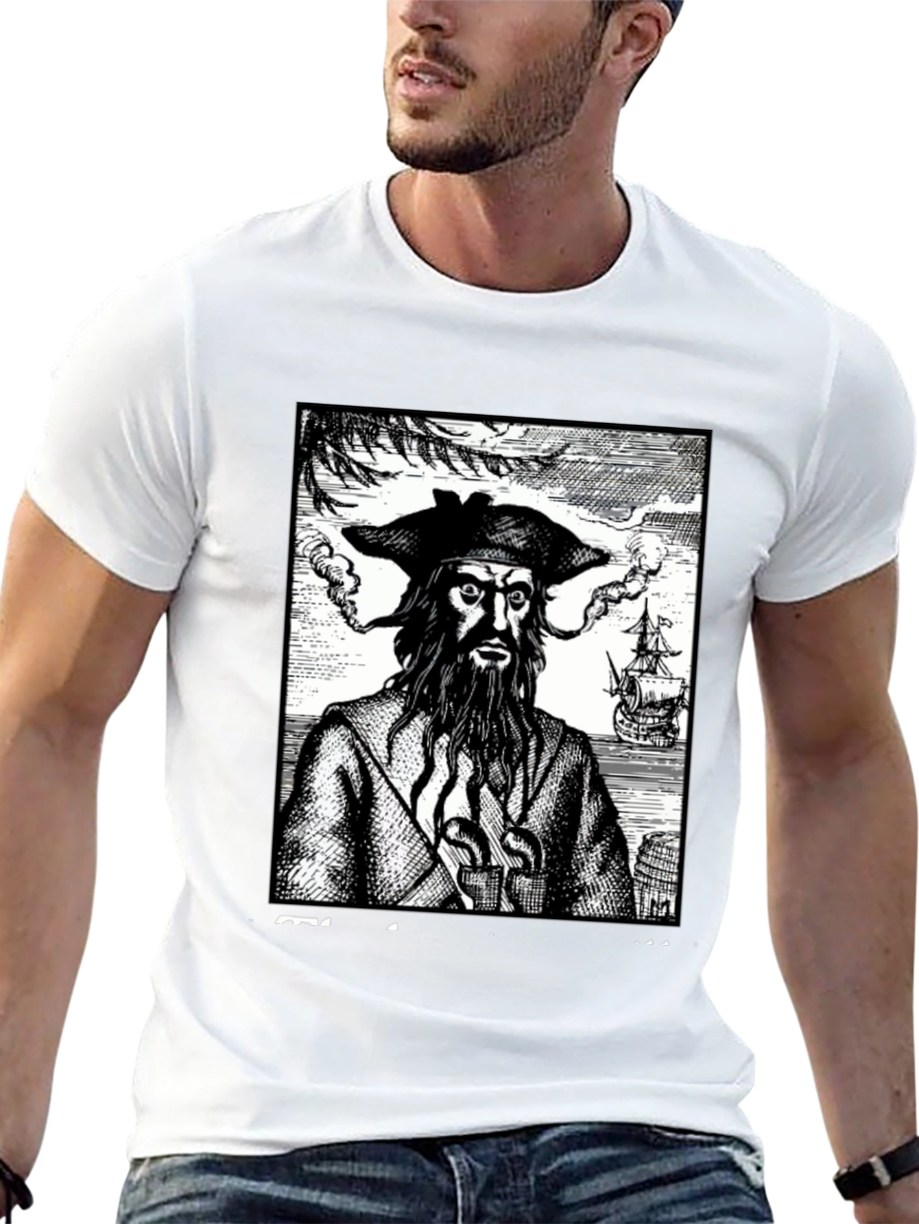Blackbeard Pirate Graphic Tee - Classic Novelty Shirt - 13