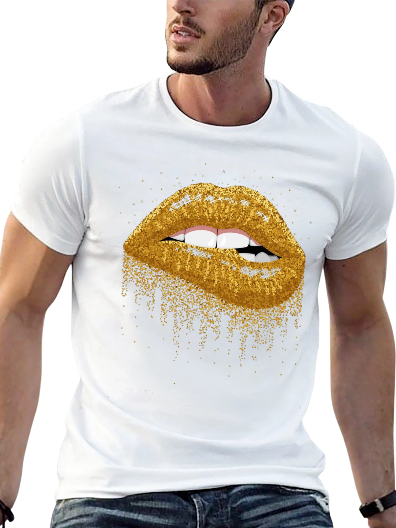 Black Glitter Lips Graphic Tee - Bold & Stylish view 13