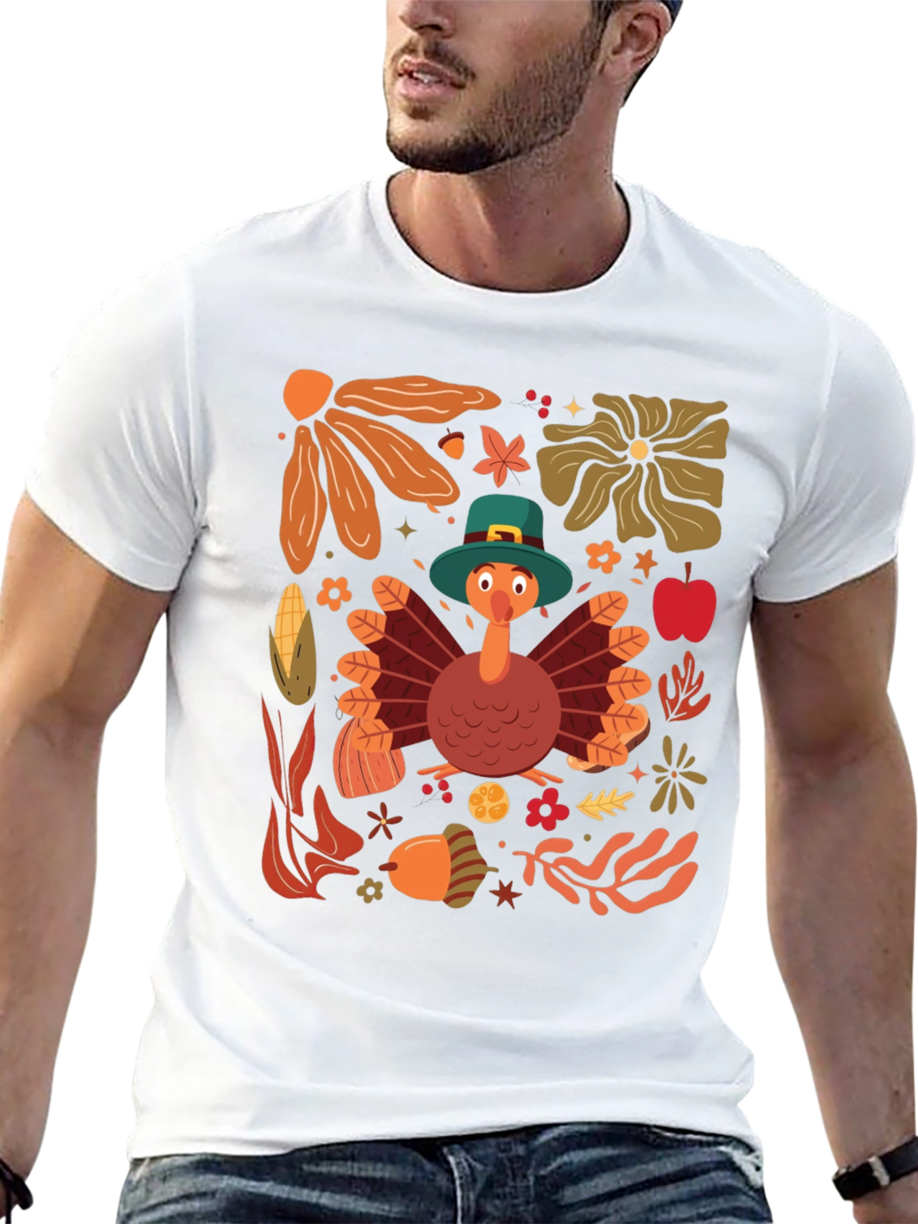 Black Thanksgiving Turkey Graphic T-Shirt view 13