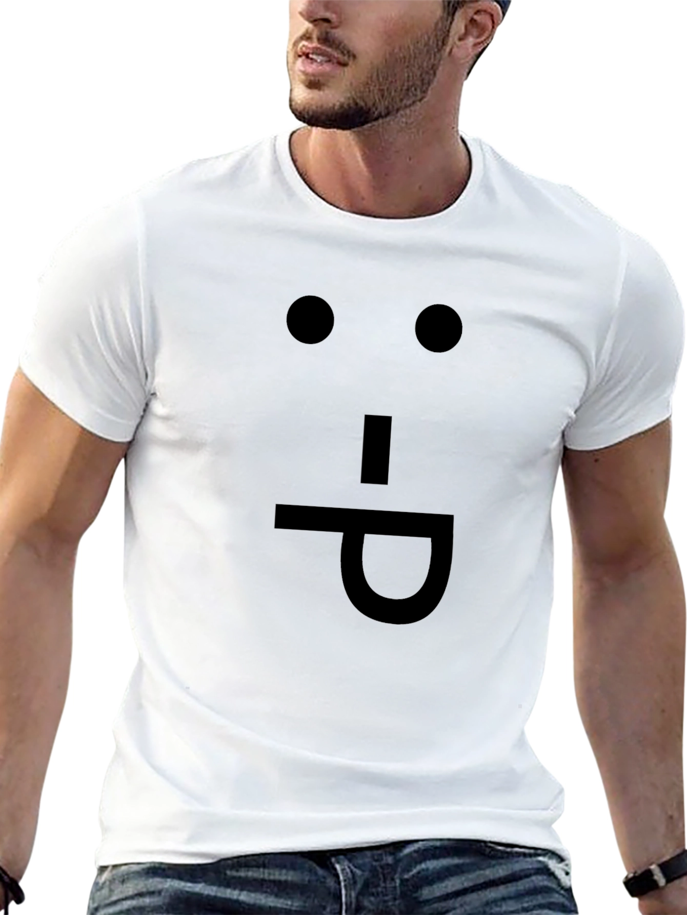 Black Funny Face Expression Black Cotton T-Shirt view 13