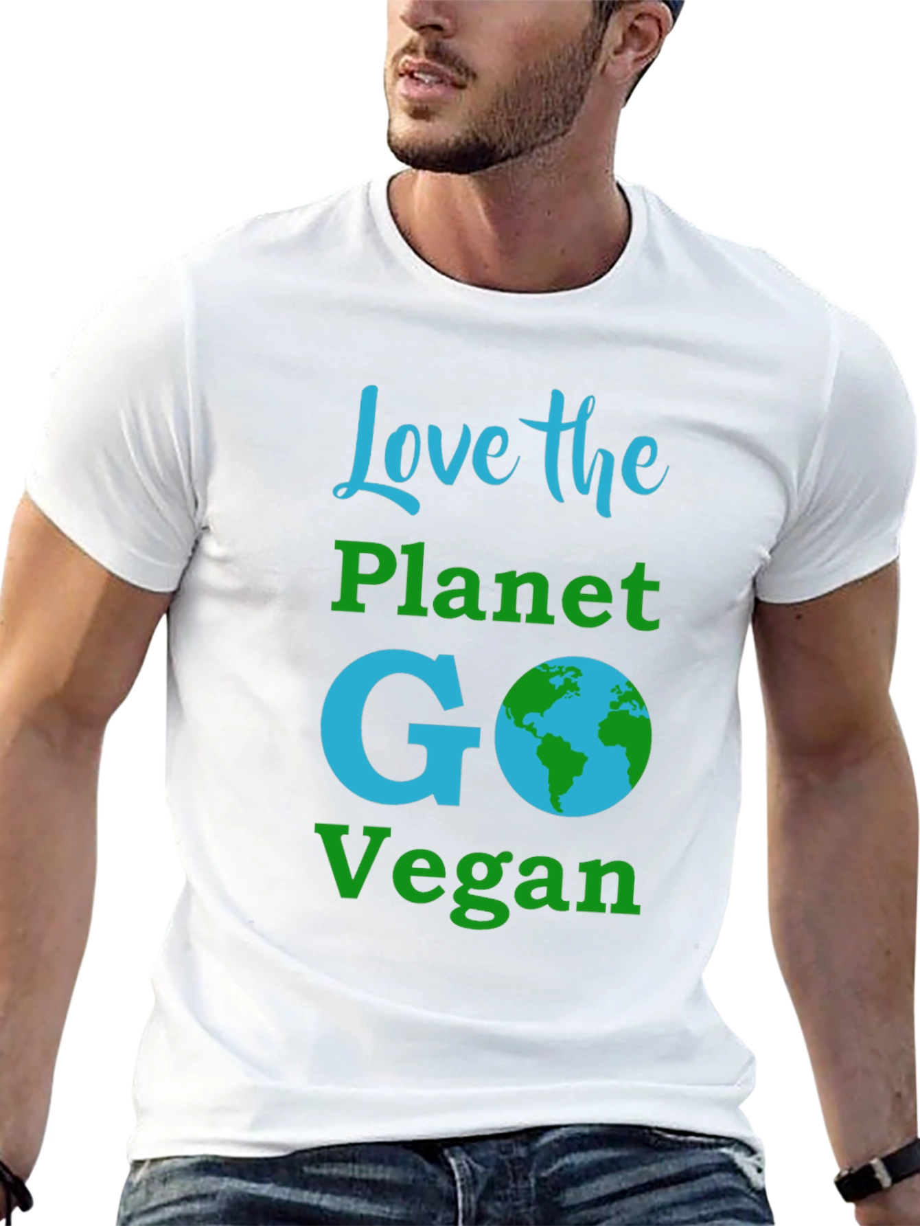 Black Love the Planet Go Vegan T-Shirt view 13