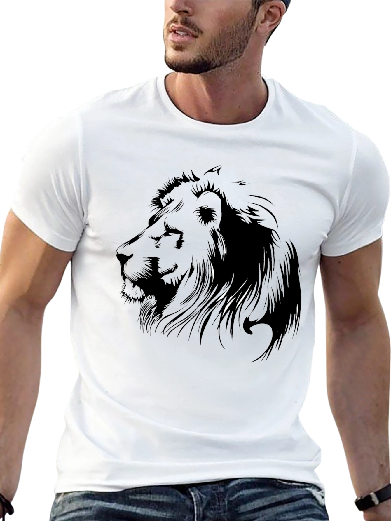 Black Lion Graphic T-Shirt - Men's Black Tee view 13