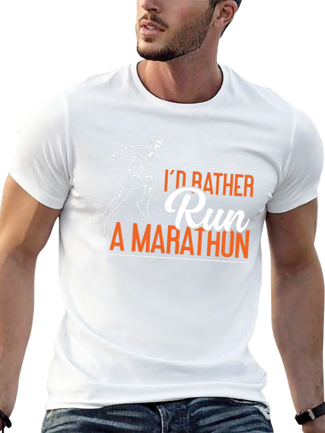 Black I'd Rather Run A Marathon T-Shirt view 13
