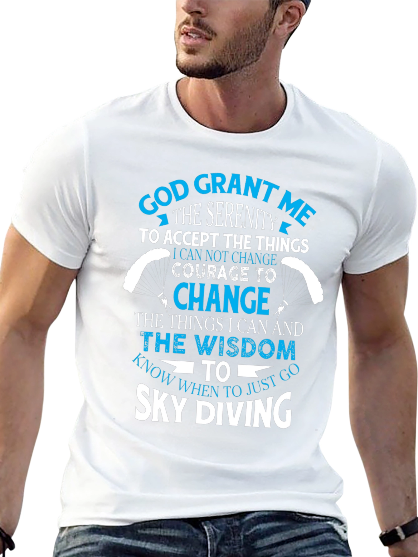 Black Sky Diving Serenity Prayer Graphic T-Shirt view 13