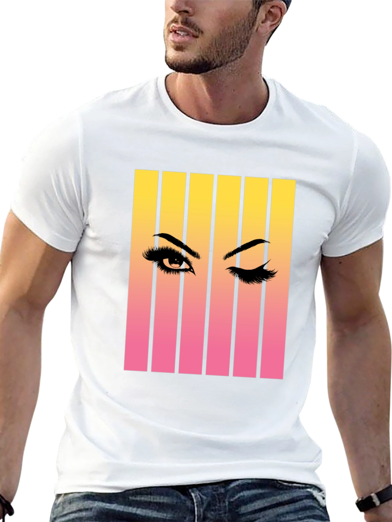 Black Eye Wink Graphic Tee - Retro Style Unisex T-Shirt view 13