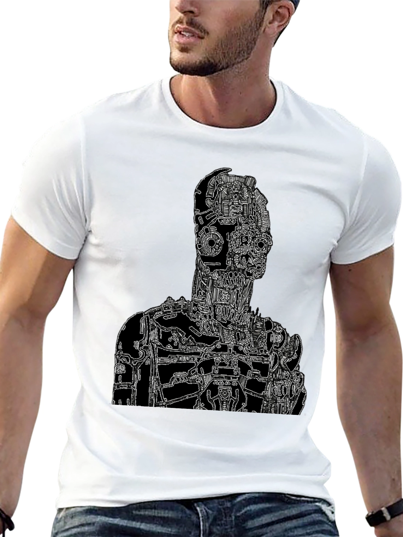 Black Robotic Anatomy Graphic Tee - Black view 13
