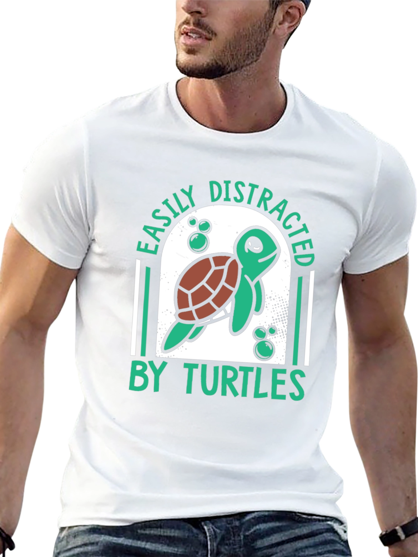 Black Easily Distracted By Turtles Graphic T-Shirt view 13
