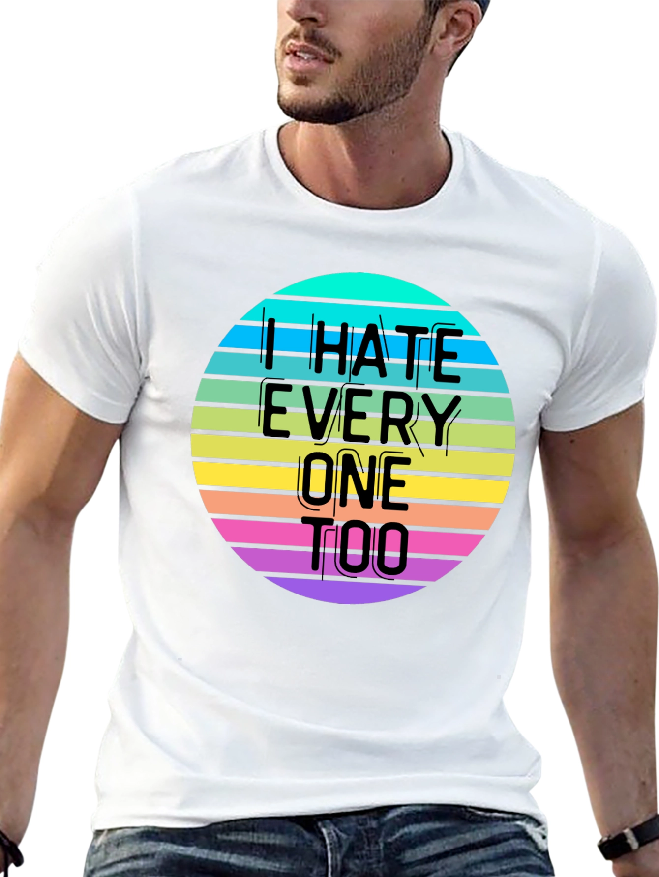 Black I Hate Everyone Too T-Shirt view 13