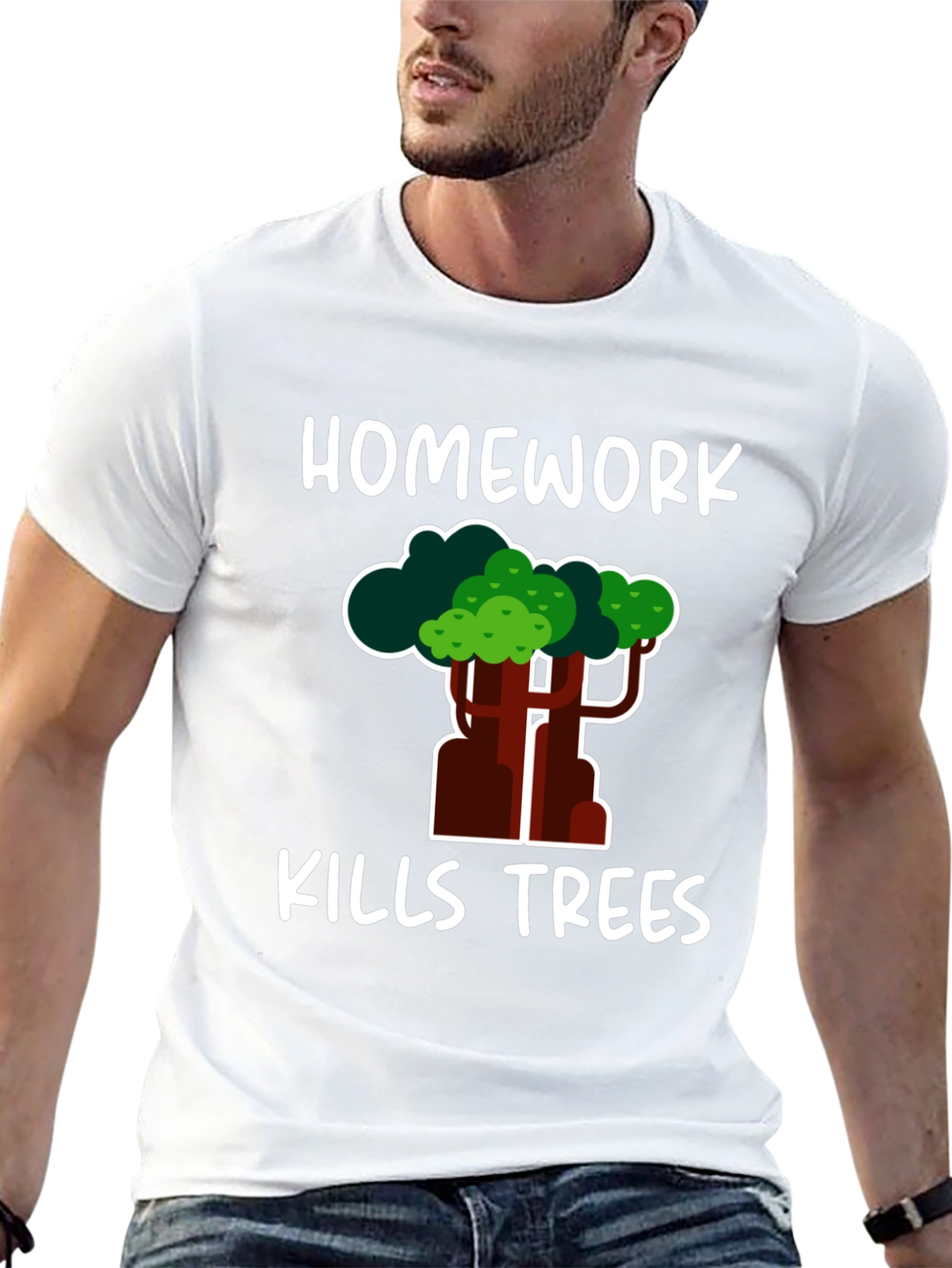 Black Homework Kills Trees Graphic Tee view 13