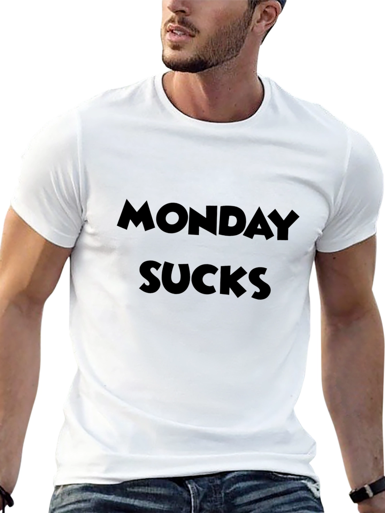 Black Monday Sucks T-Shirt - Black Cotton Tee view 13