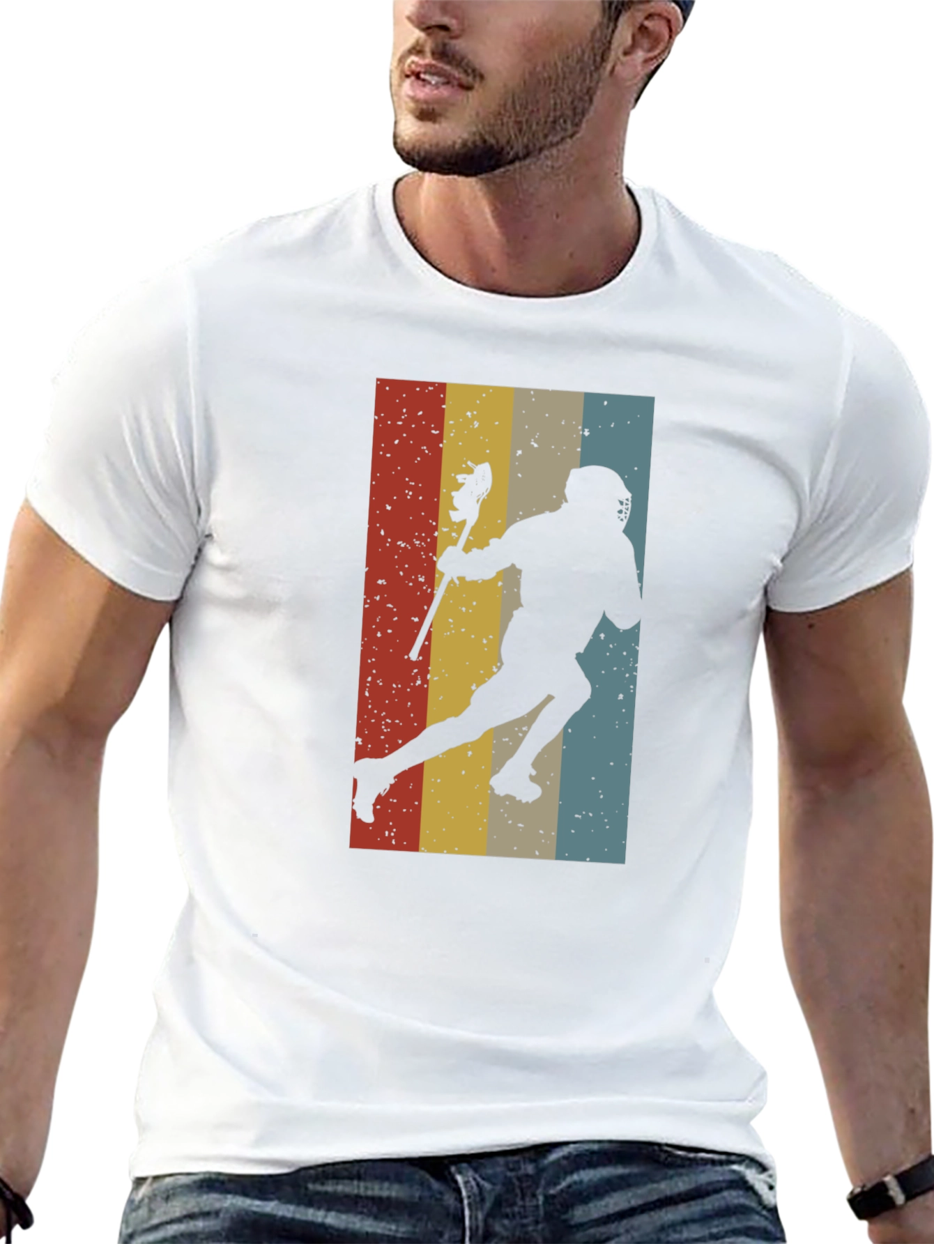 Black Vintage Lacrosse Player Graphic Tee view 13