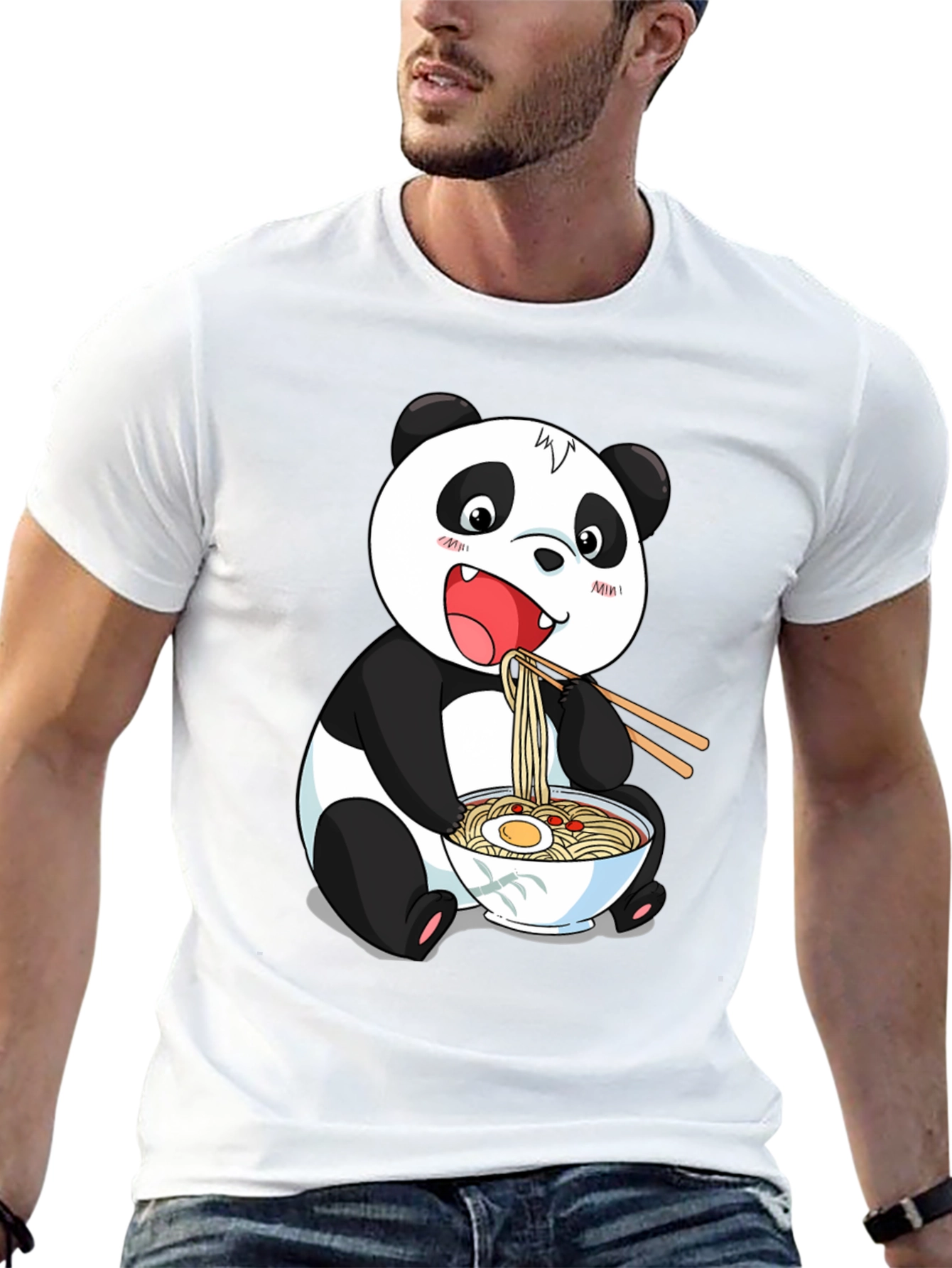Black Panda Ramen Graphic Tee - Cute Cartoon Style view 13