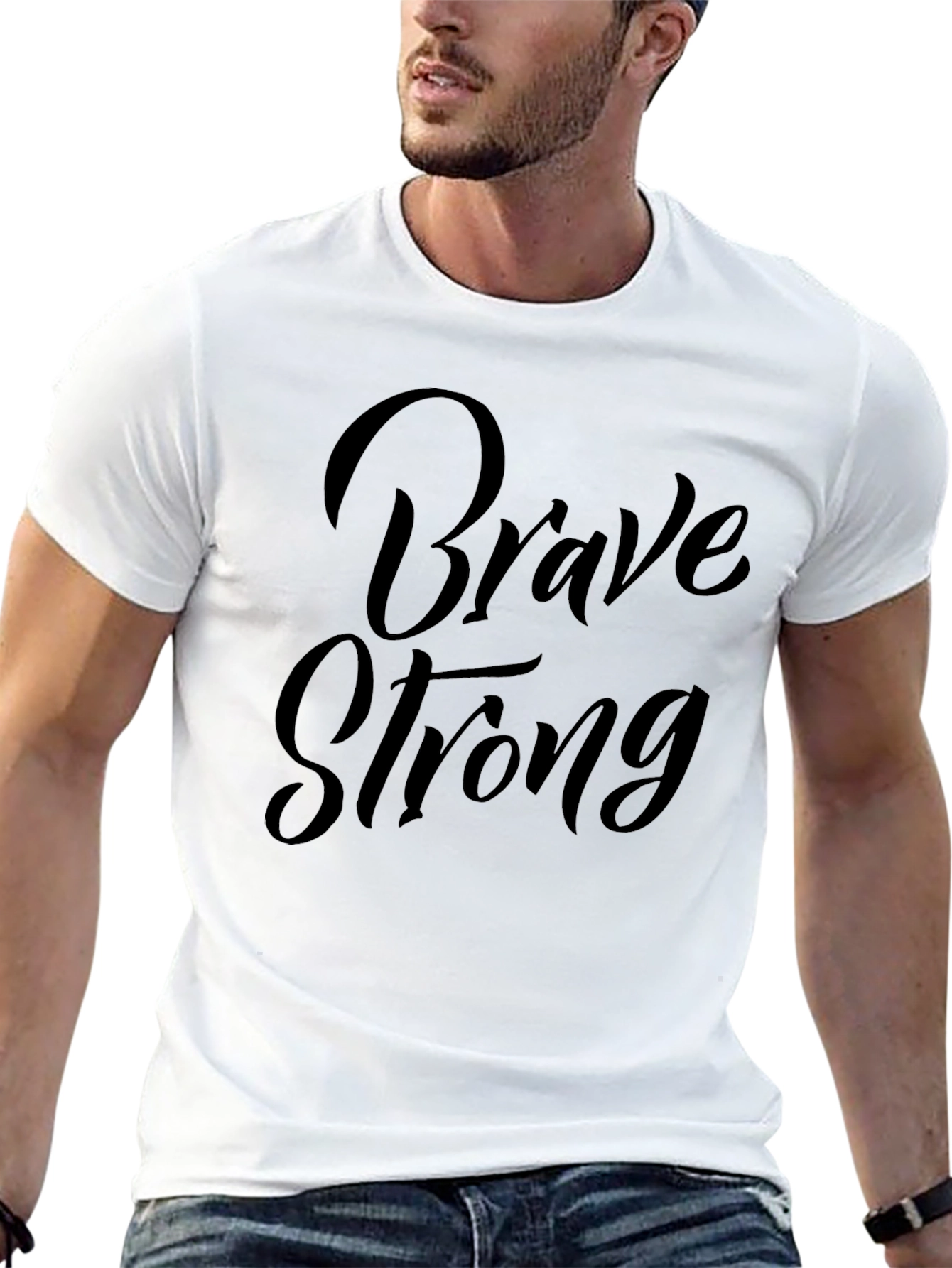 Black Brave Strong Graphic Black T-Shirt view 13