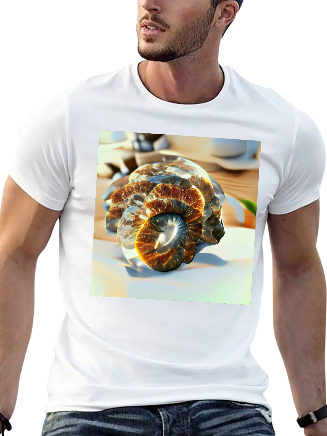 Black Spiral Fossil Graphic Tee - Unique Design, Soft Cotton view 13