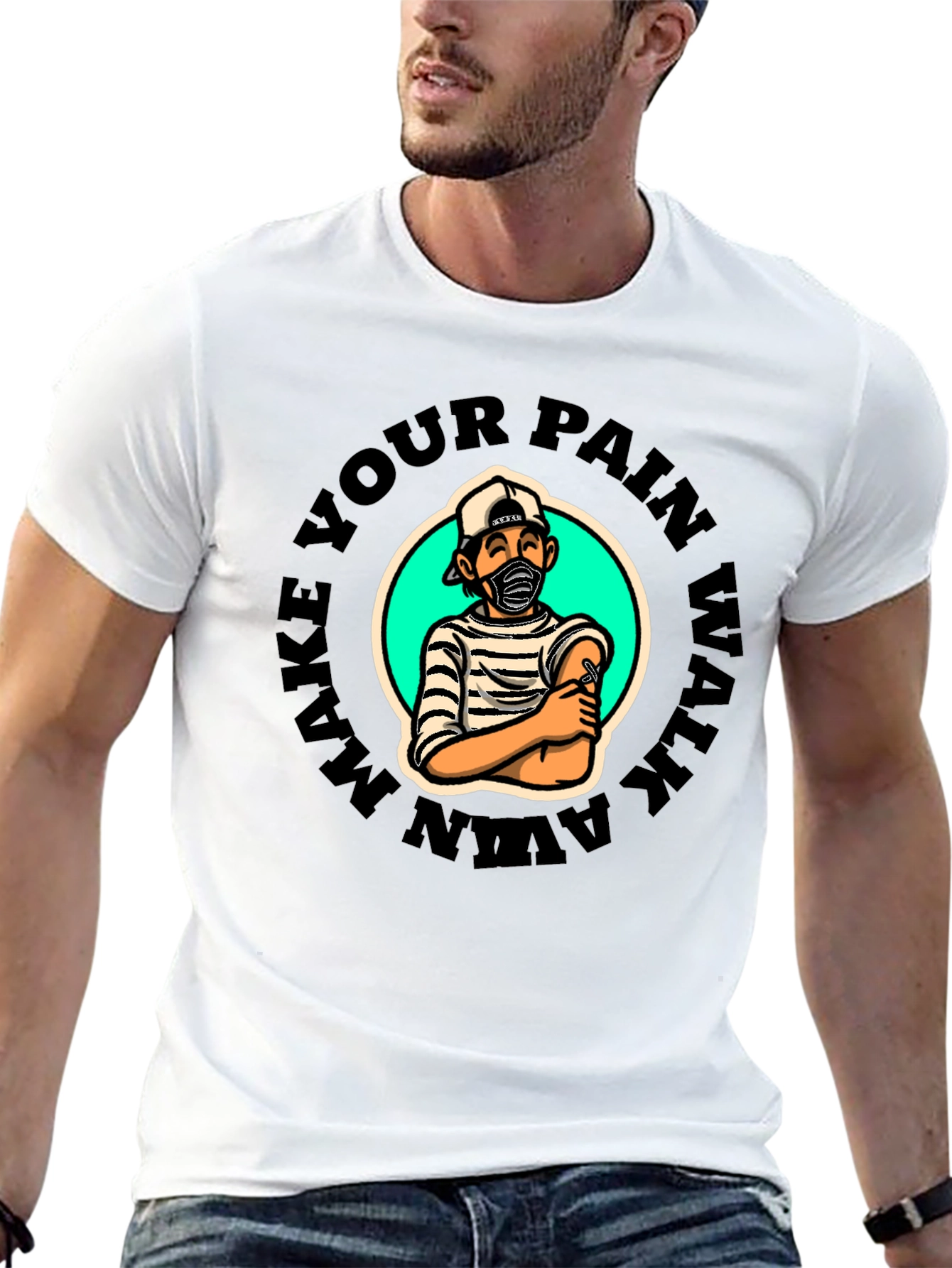 Black Make Your Pain Walk Away Graphic T-Shirt view 13