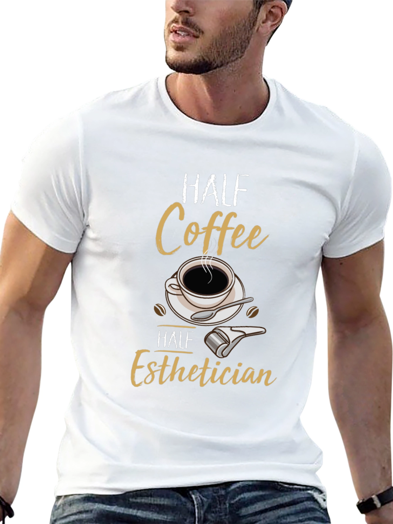 Black Half Coffee Half Esthetician T-Shirt view 13