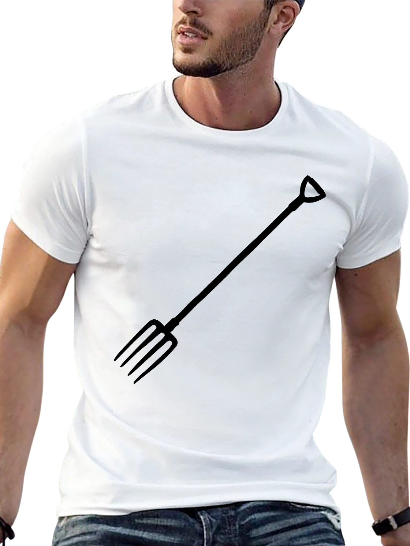Black Black T-Shirt with Pitchfork Graphic view 13