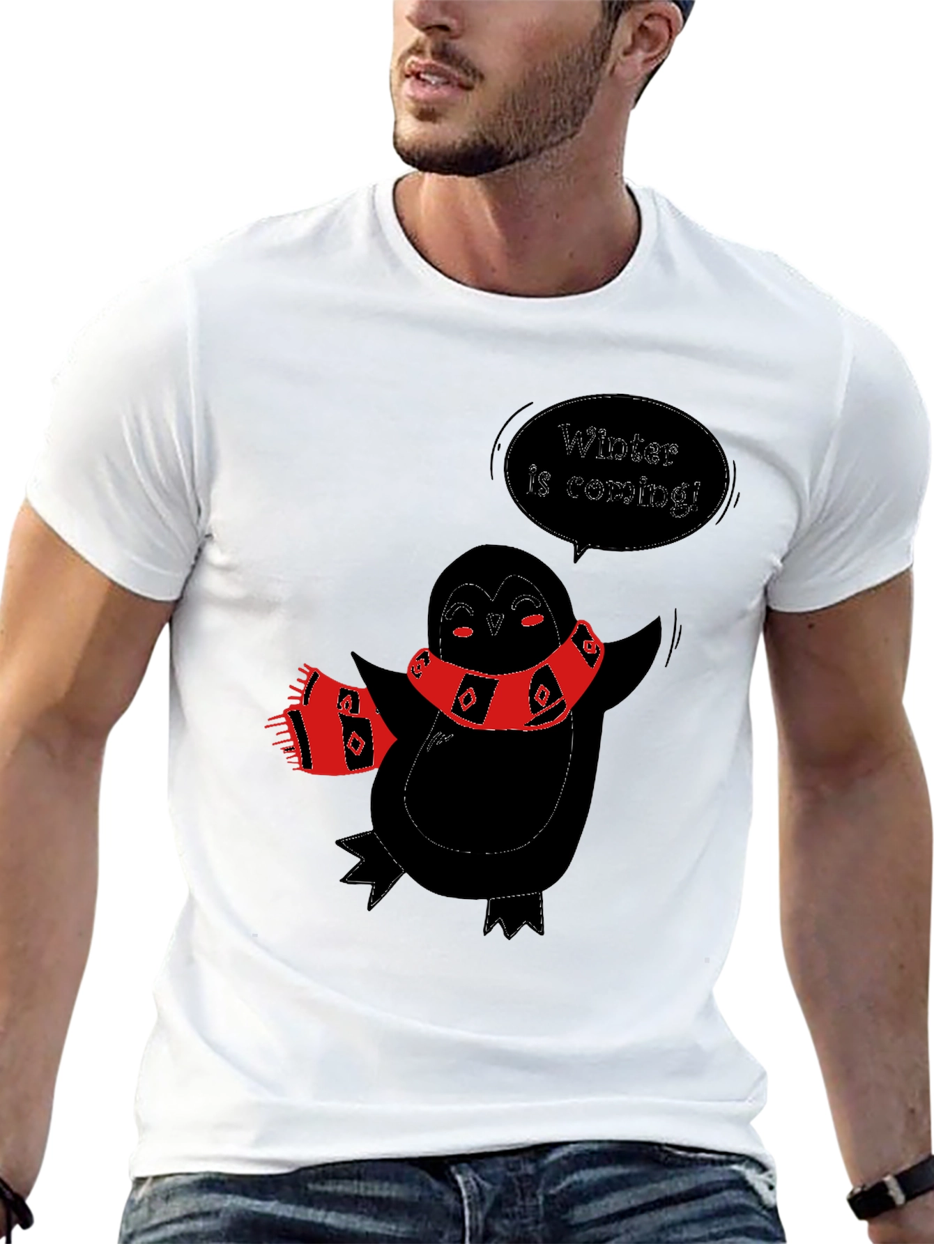 Black Winter Penguin Graphic Tee - Black view 13