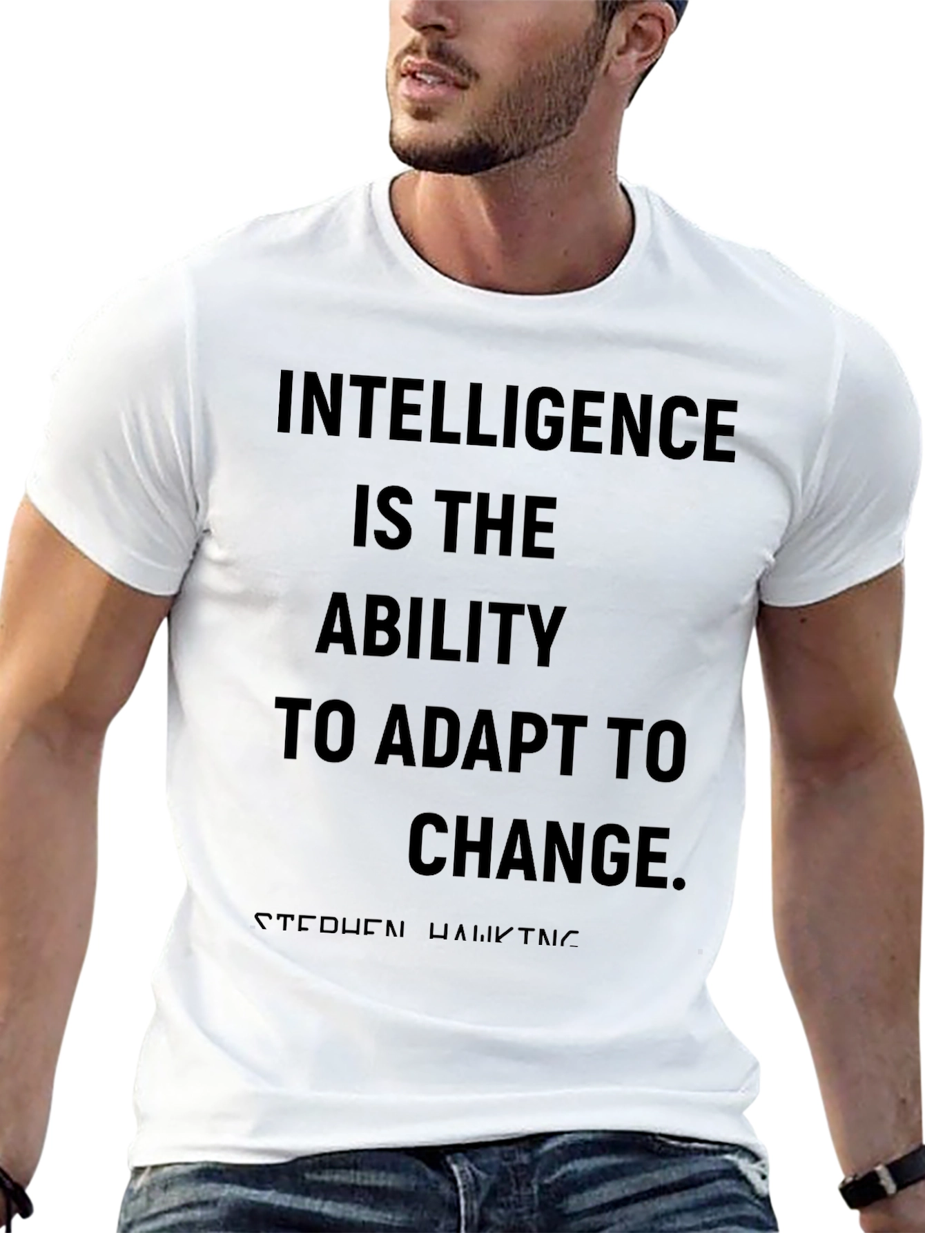 Black Intelligence Quote T-Shirt - Stephen Hawking view 13