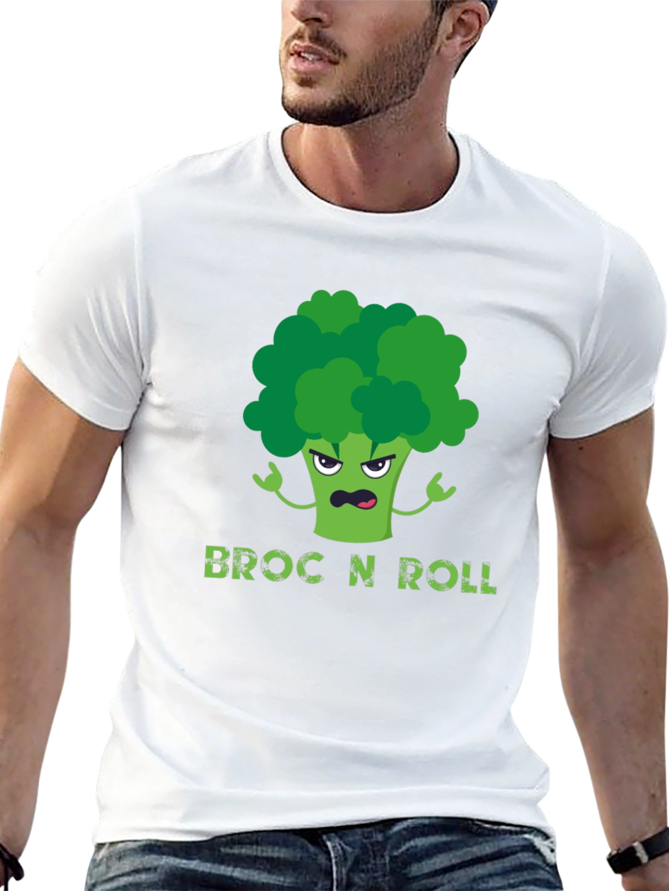 Black Broc N Roll T-Shirt - Funny Broccoli Graphic Tee view 13