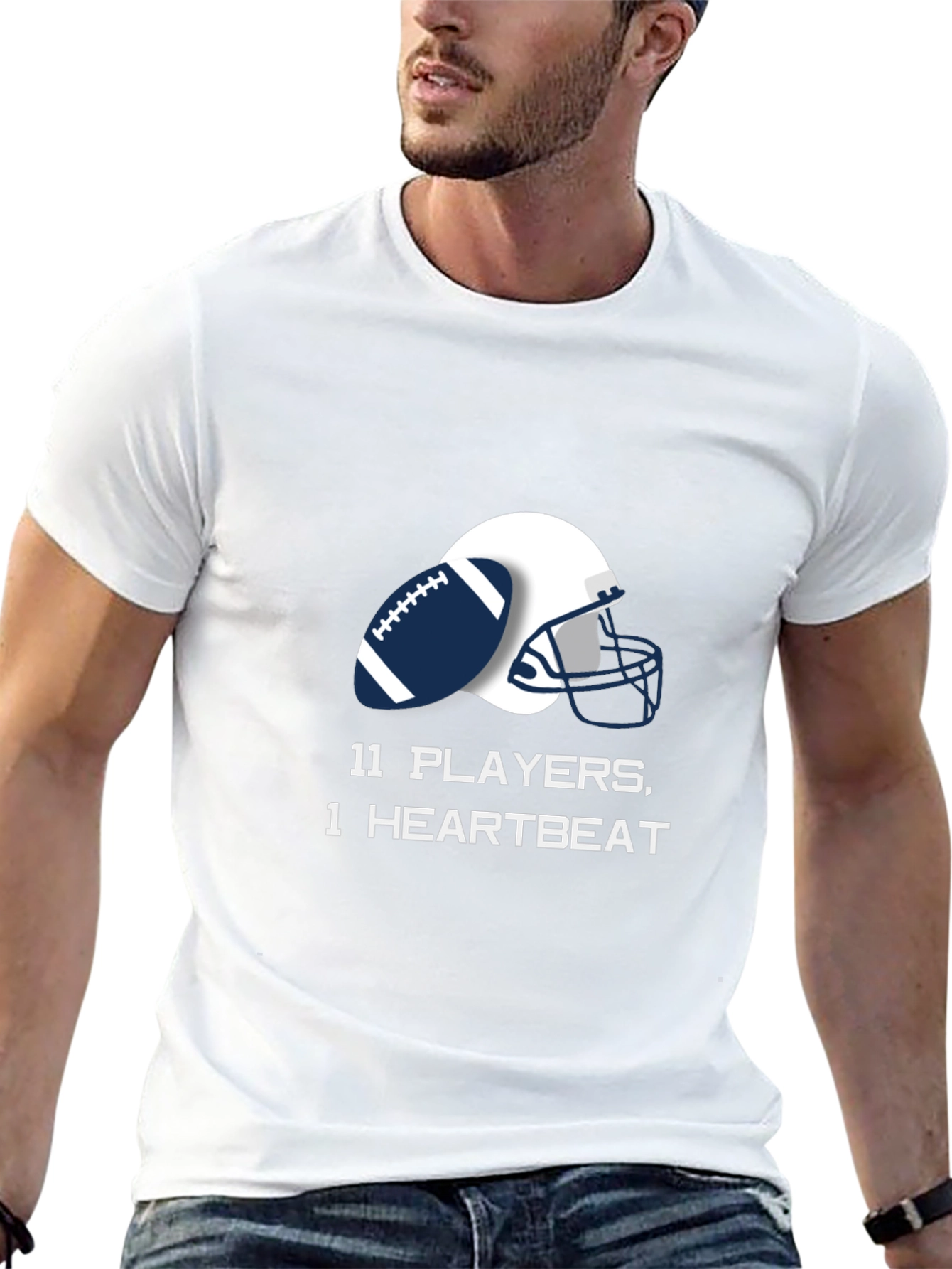 Black Football Team Unity Tee - 11 Players, 1 Heartbeat view 13
