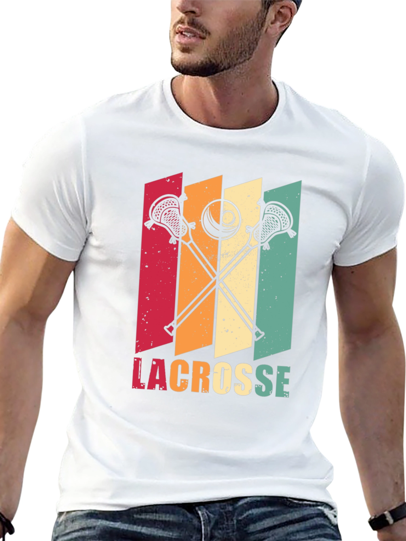 Black Retro Lacrosse T-Shirt - Vintage Style Design view 13