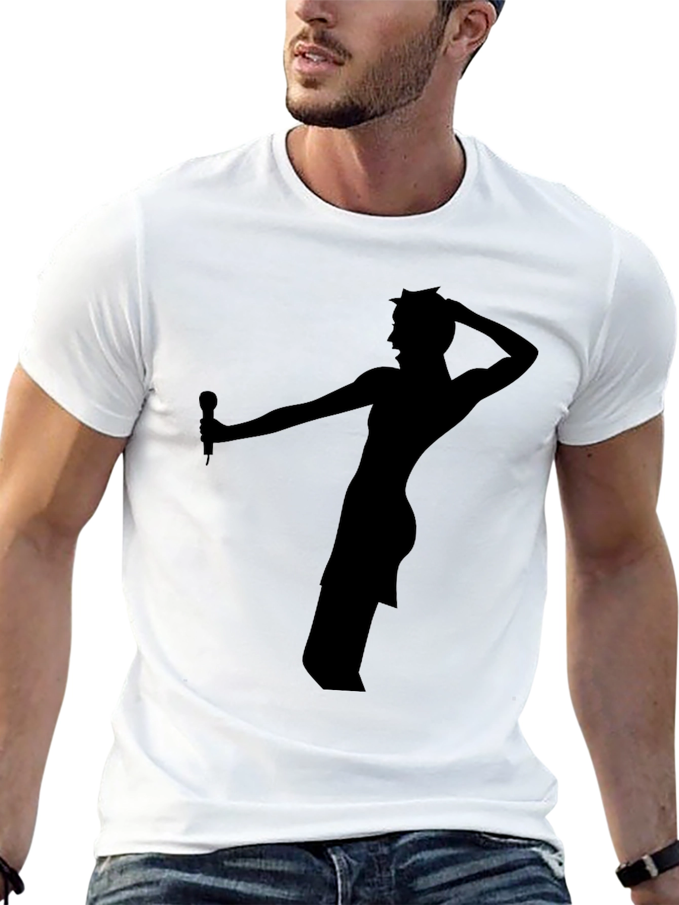 Black Silhouette Singer Graphic Tee - Men's Black T-Shirt view 13
