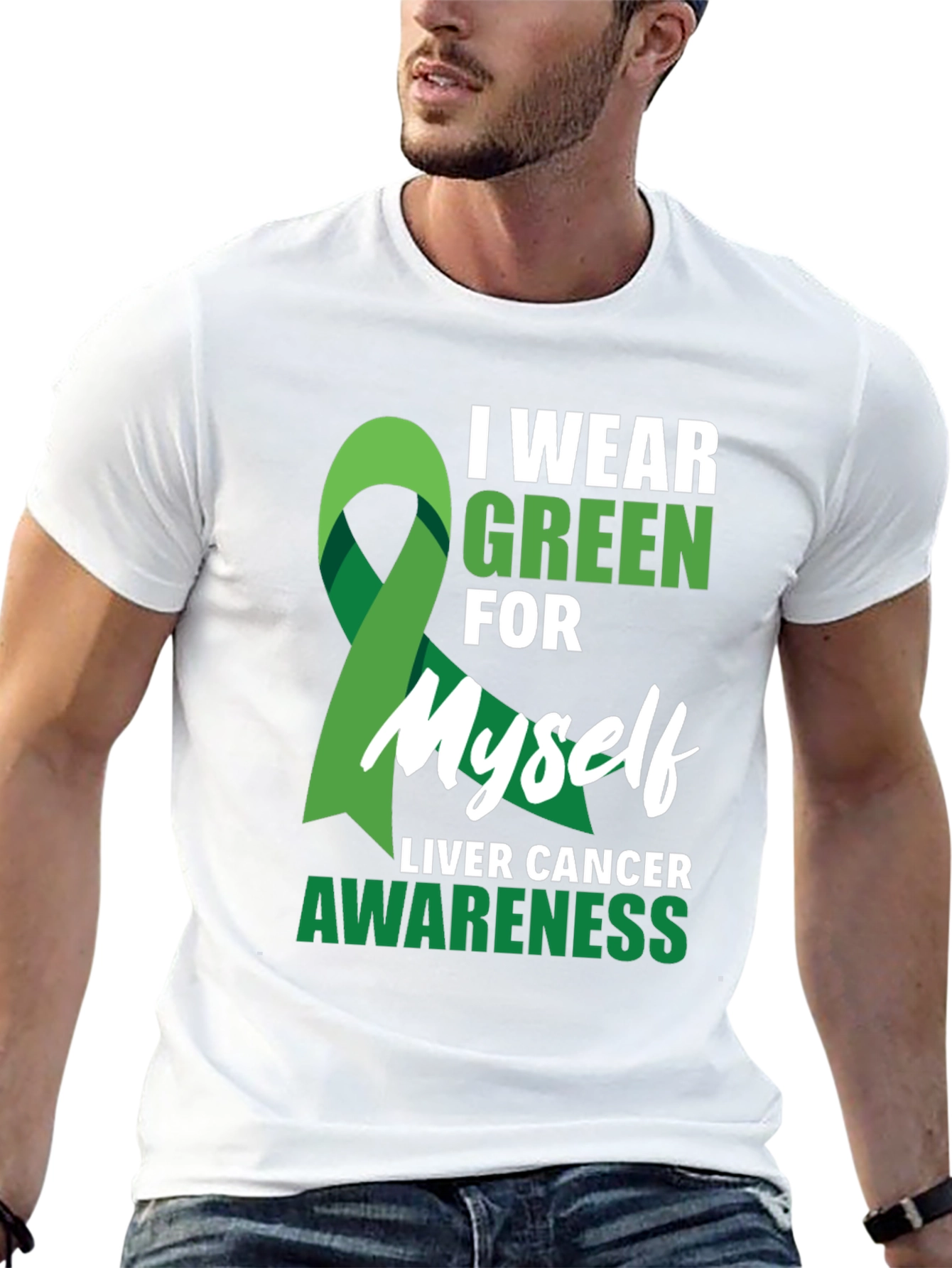 Green Ribbon Liver Cancer Awareness T-Shirt - 13