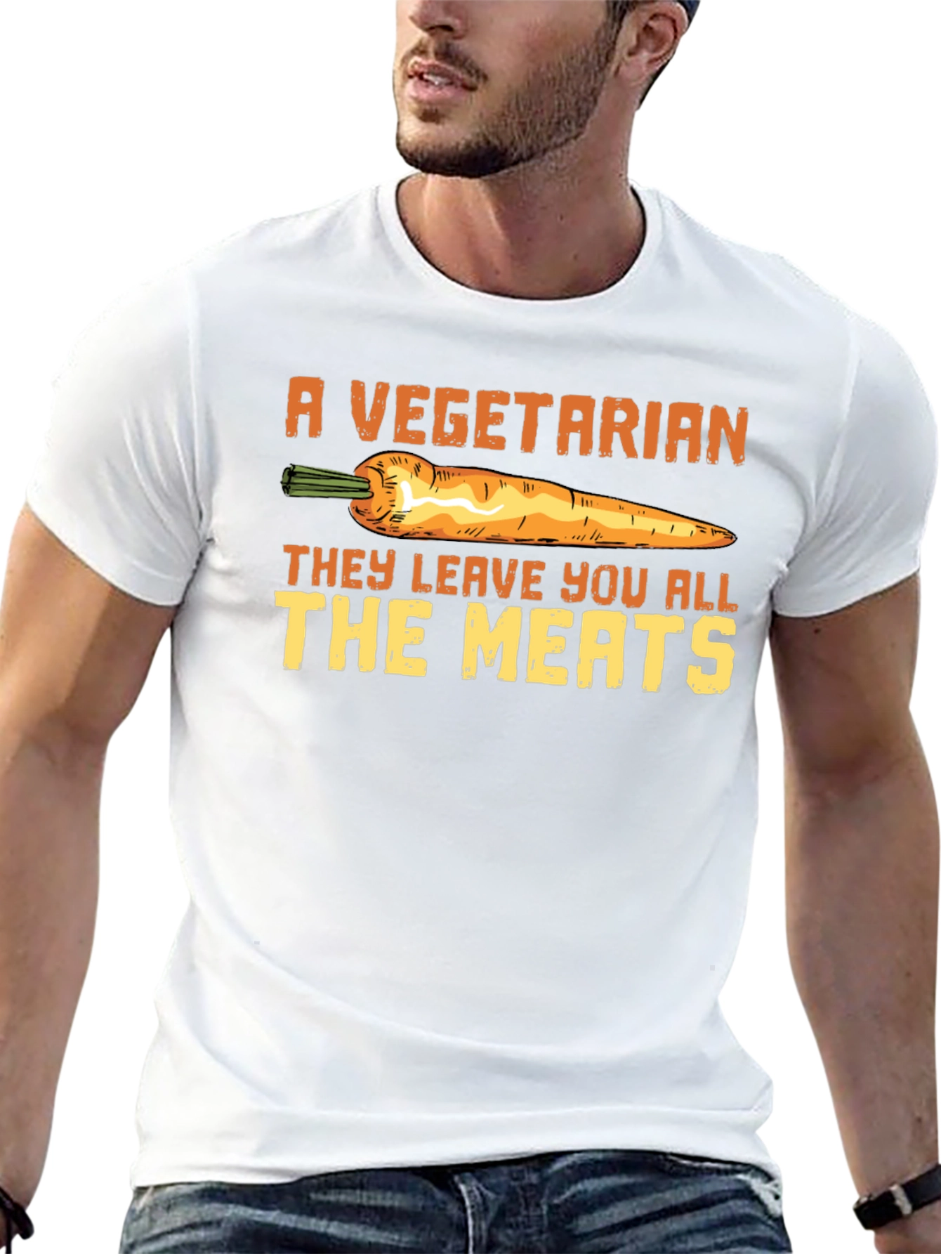 Black Vegetarian All The Meats Funny T-Shirt view 13