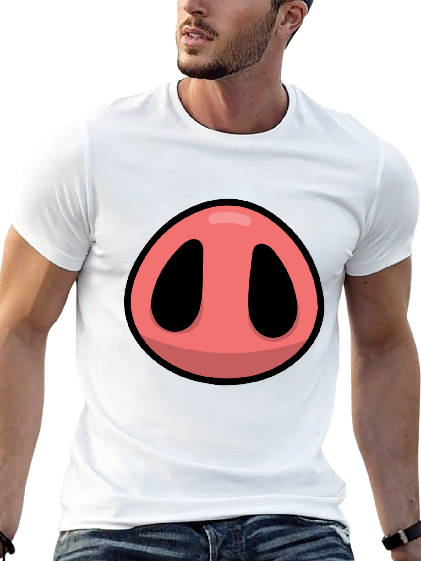 Black Pig Nose Graphic T-Shirt - Fun Animal Tee view 13