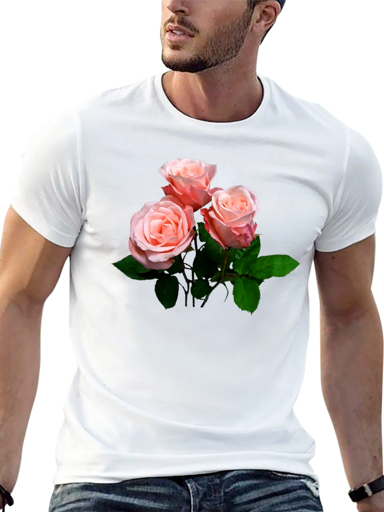 Black Floral Roses Black T-Shirt view 13