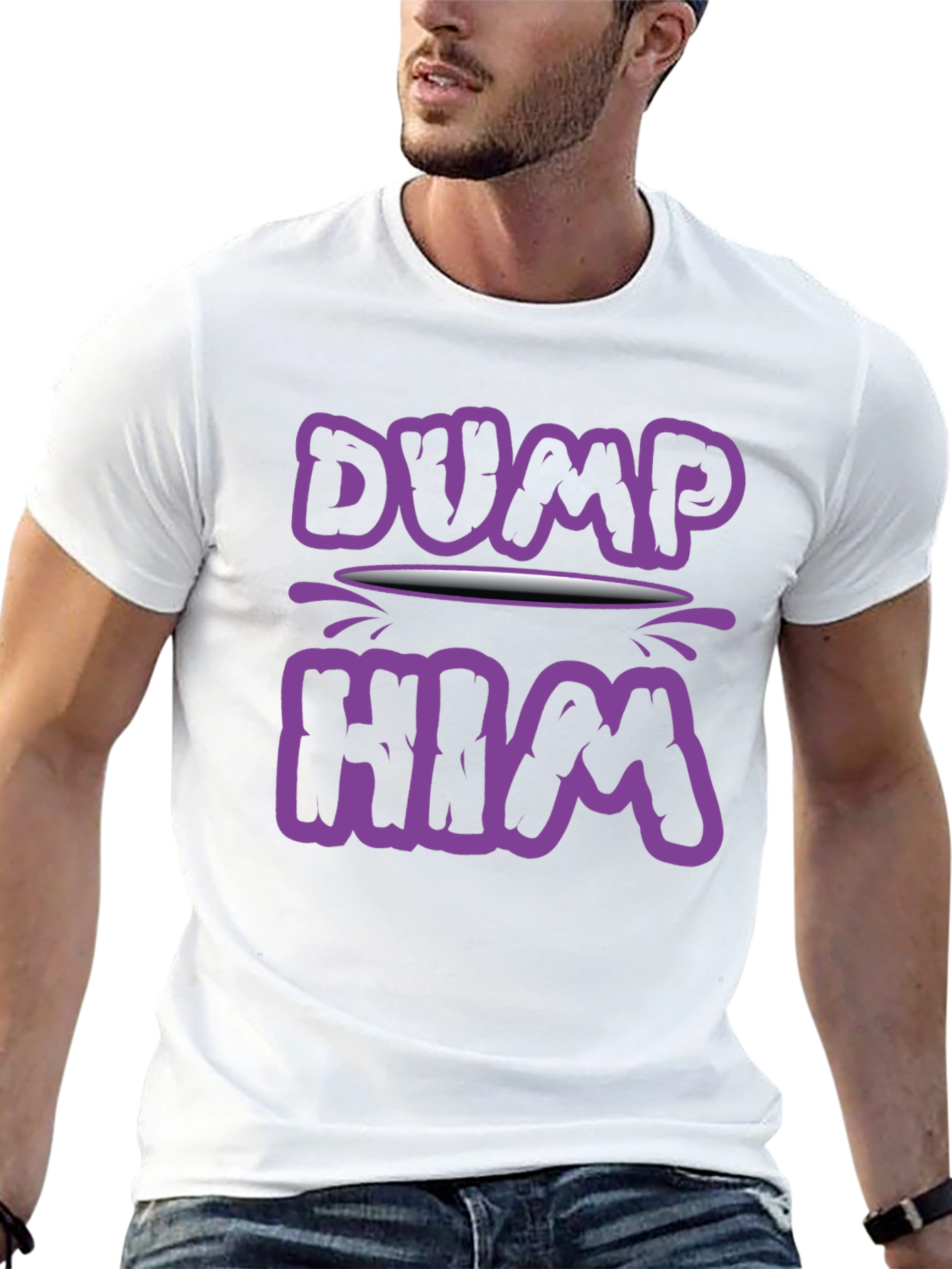 Black Dump Him Graphic Tee - Sarcastic Slogan T-Shirt view 13