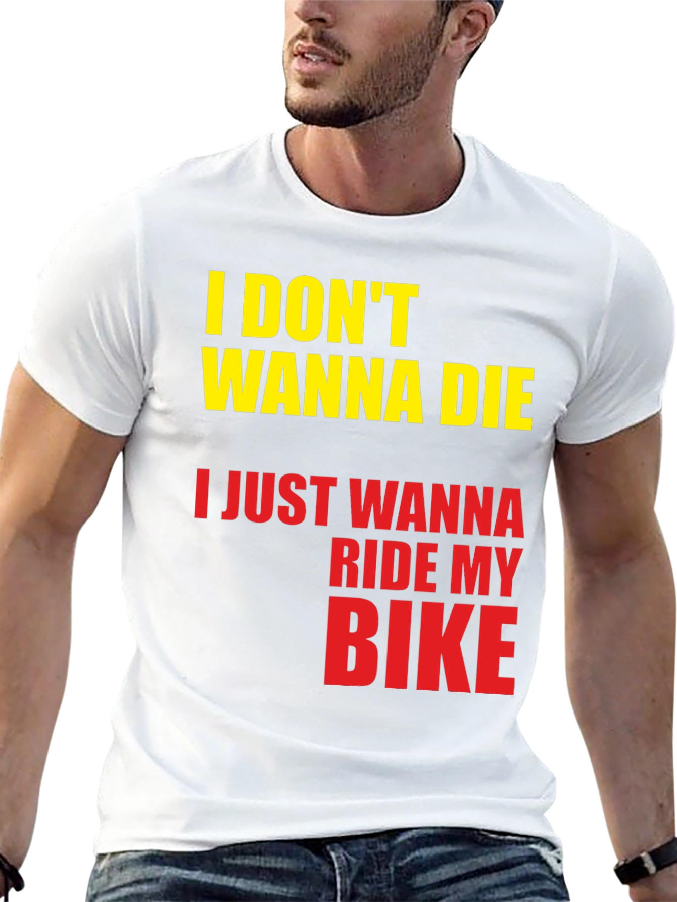 Black I Don't Wanna Die, I Just Wanna Ride My Bike T-Shirt view 13