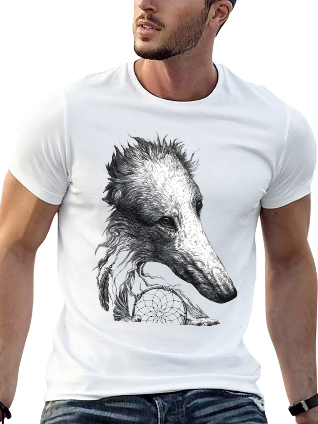 Black Unique Dog Design Black T-Shirt view 13