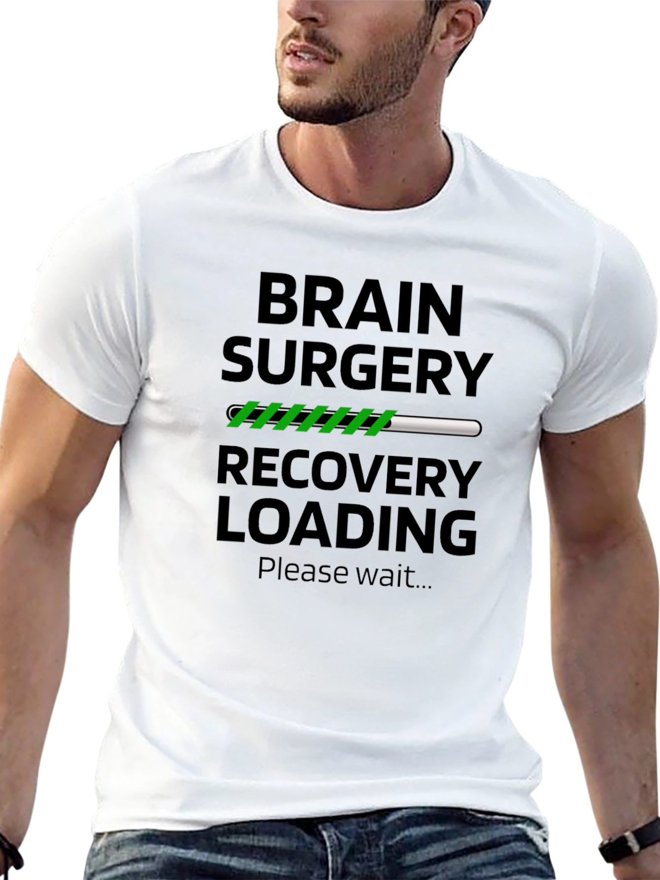 Black Brain Surgery Recovery Loading T-Shirt view 13