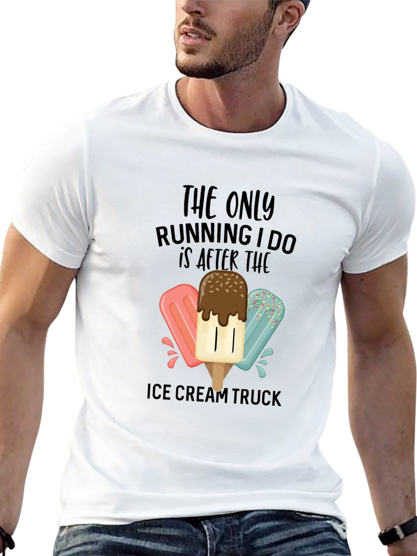 Black Ice Cream Truck Running T-Shirt view 13