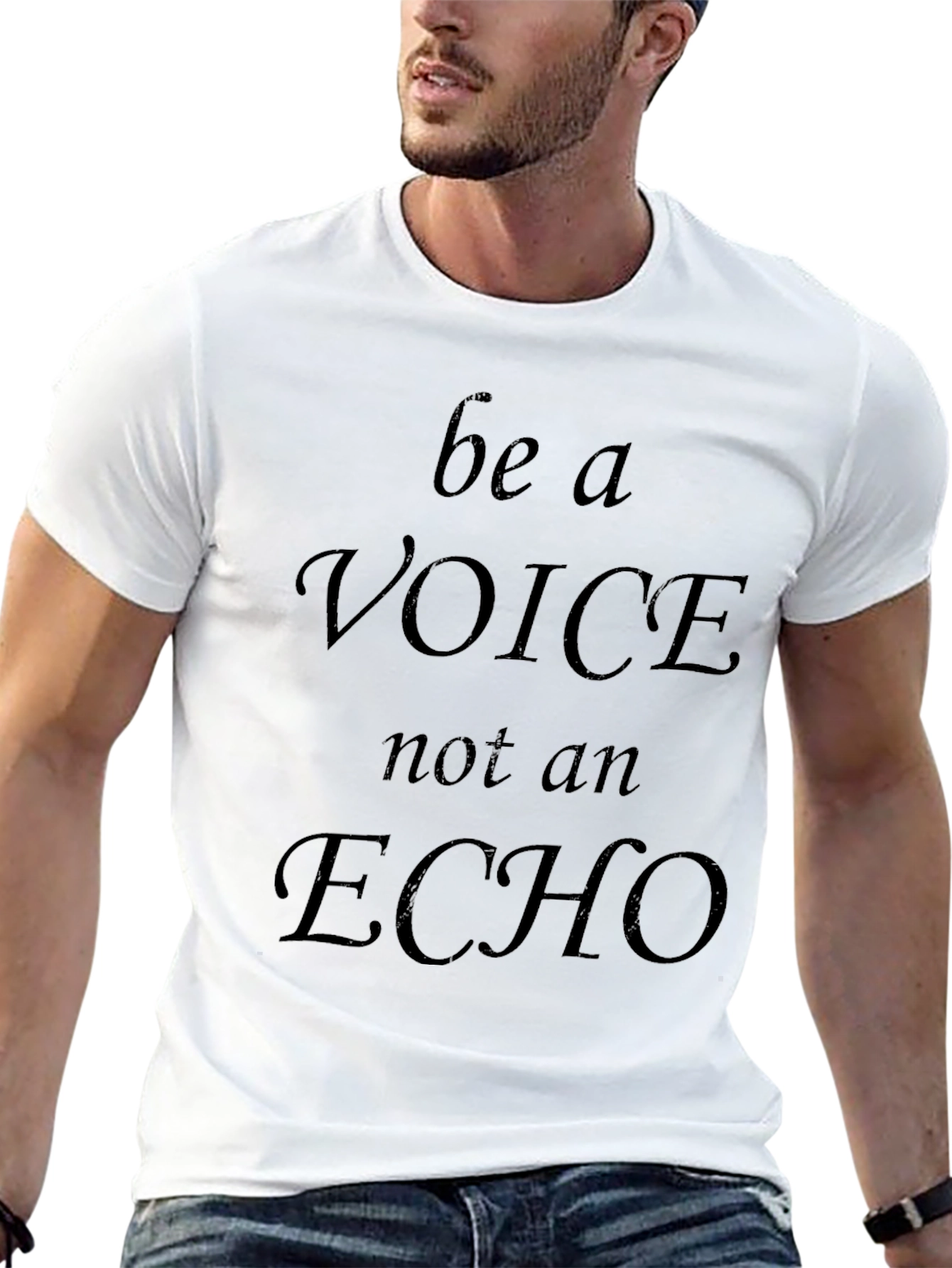 Black Be a Voice, Not an Echo Graphic T-Shirt view 13