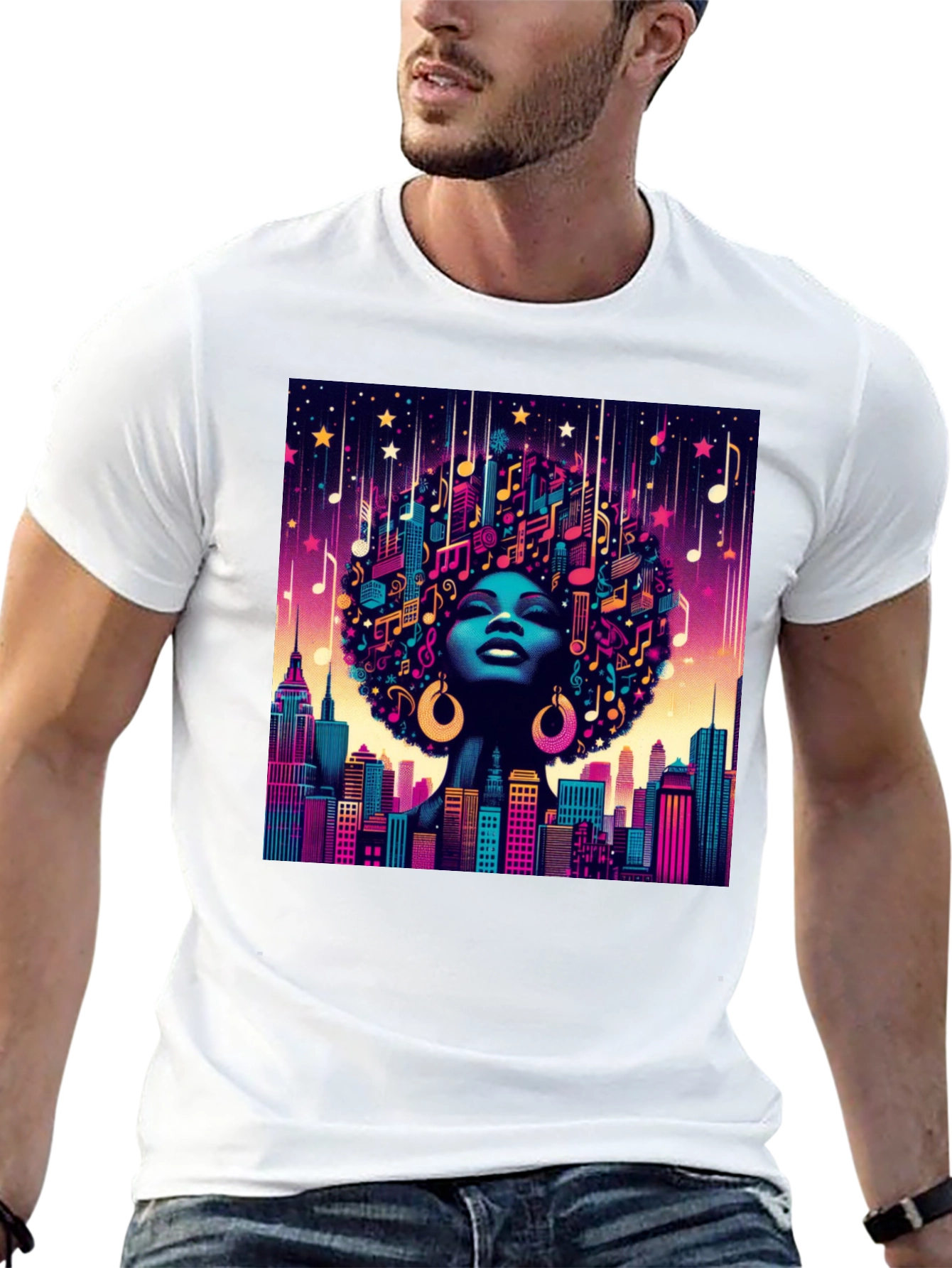 Black Musical Cityscape Graphic Tee - Afro Art view 13