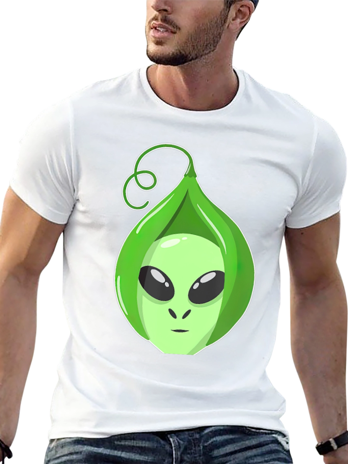 Black Alien In A Pod Black T-Shirt Funny Space Graphic Tee view 13