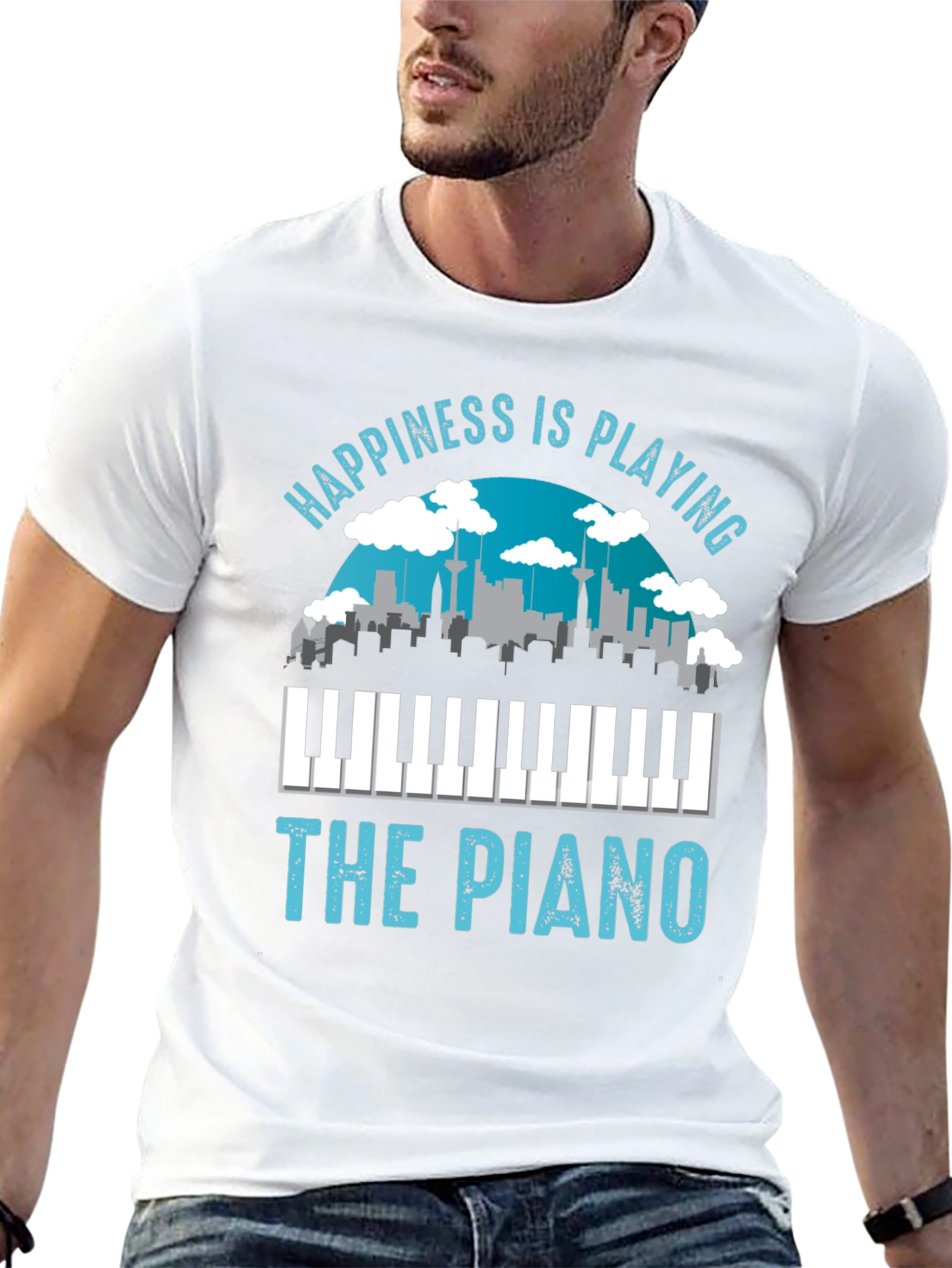 Black Happiness is Playing the Piano T-Shirt view 13