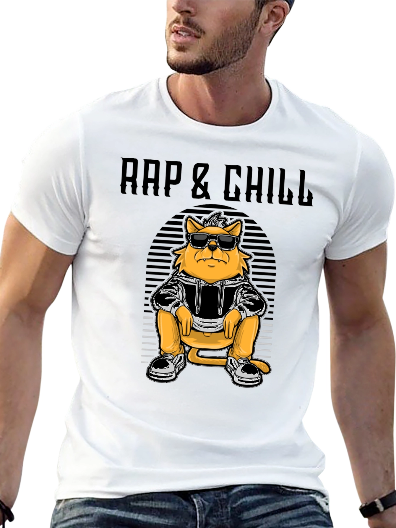 Rap & Chill Cat T-Shirt - Cool Graphic Tee - 13