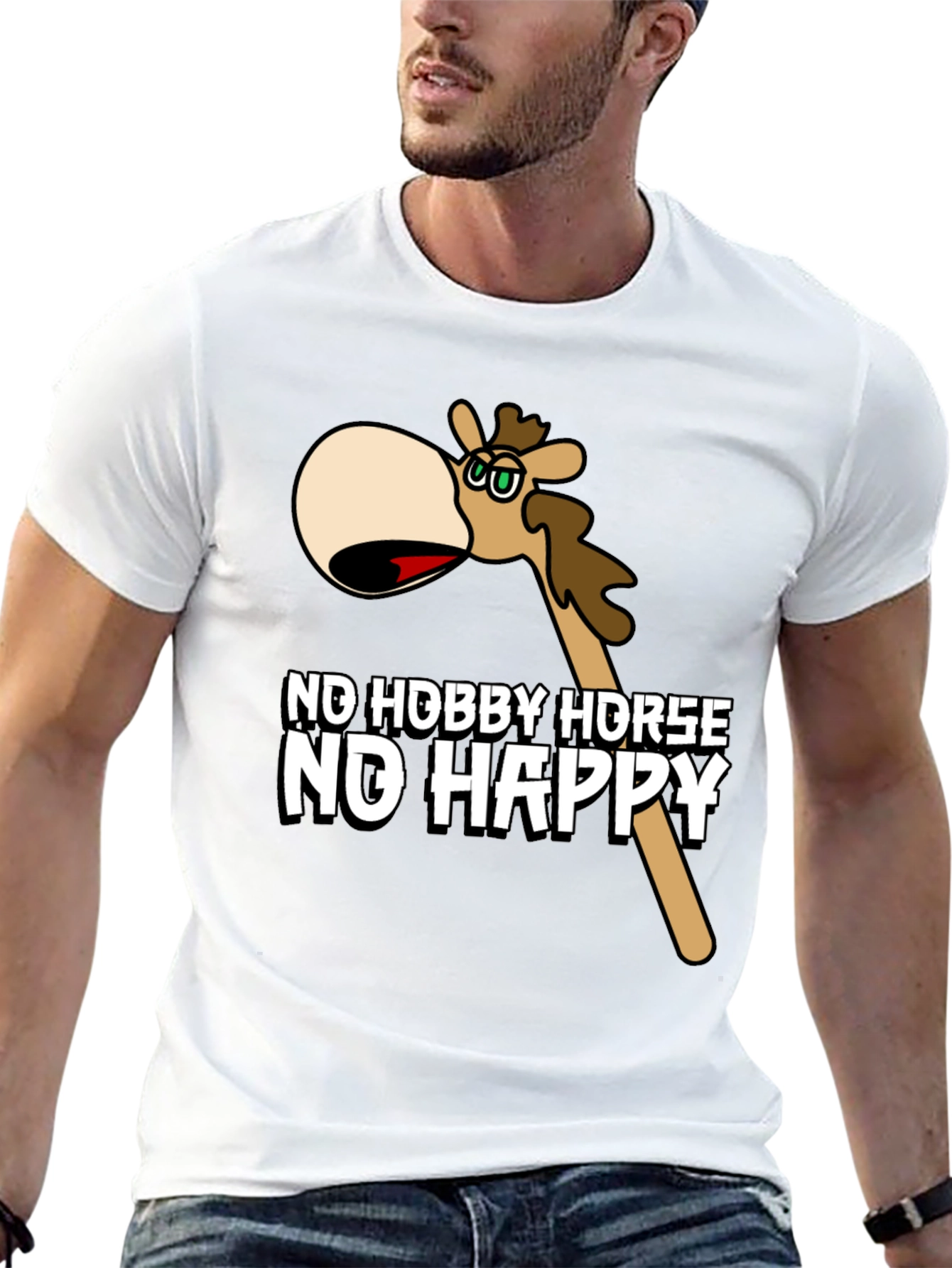 Black No Hobby Horse No Happy Black T-Shirt view 13