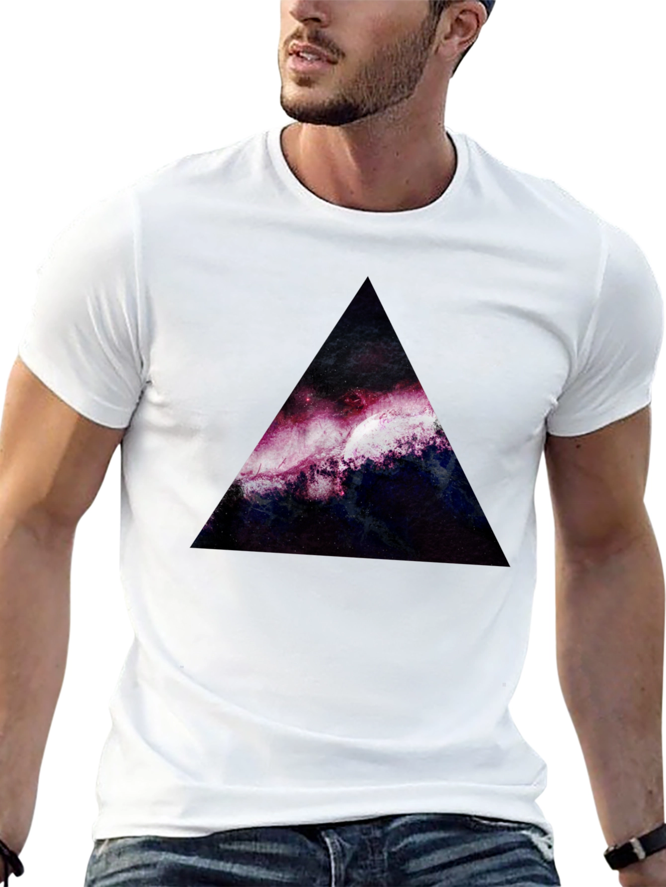 Black Galaxy Triangle Graphic Tee - Stylish Unisex T-Shirt view 13