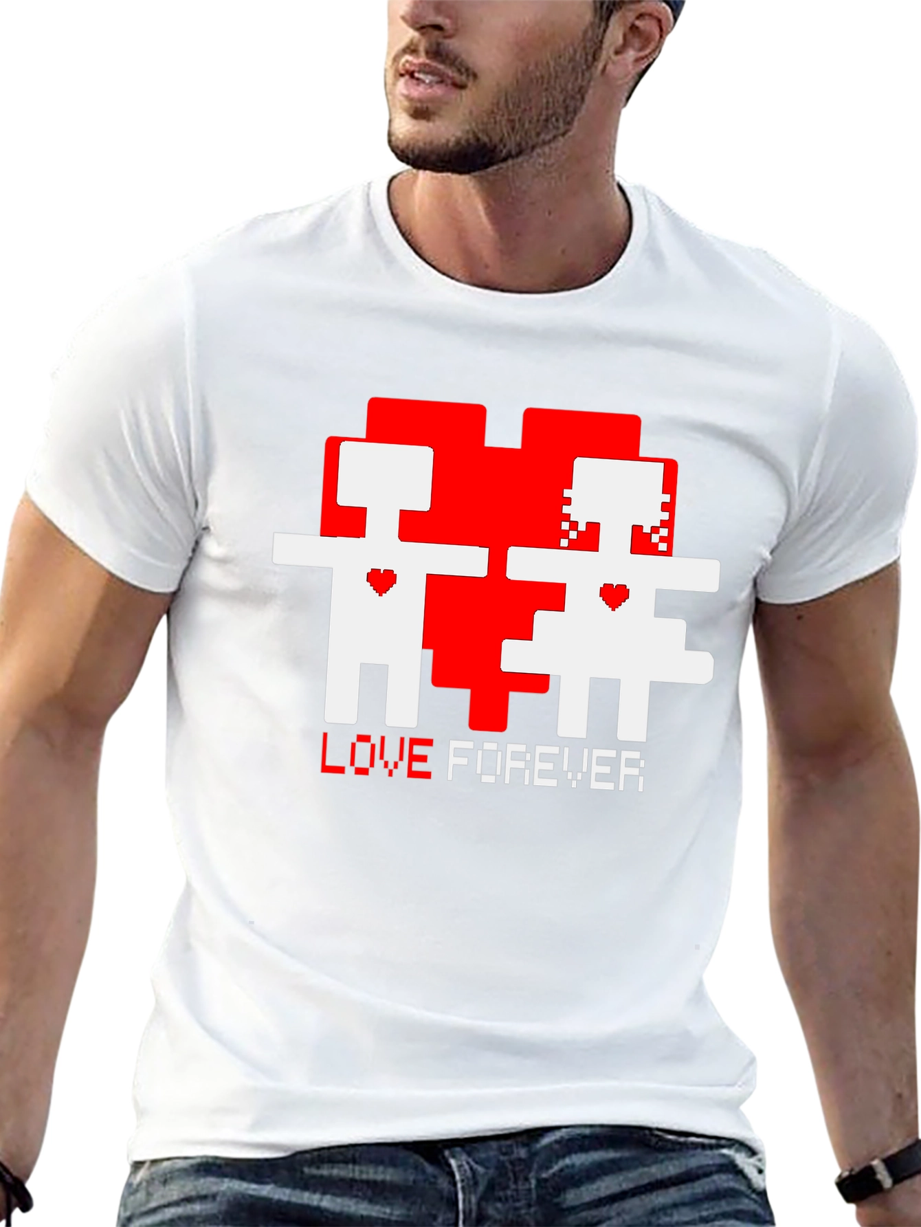 Black Pixel Love Forever Black T-Shirt view 13