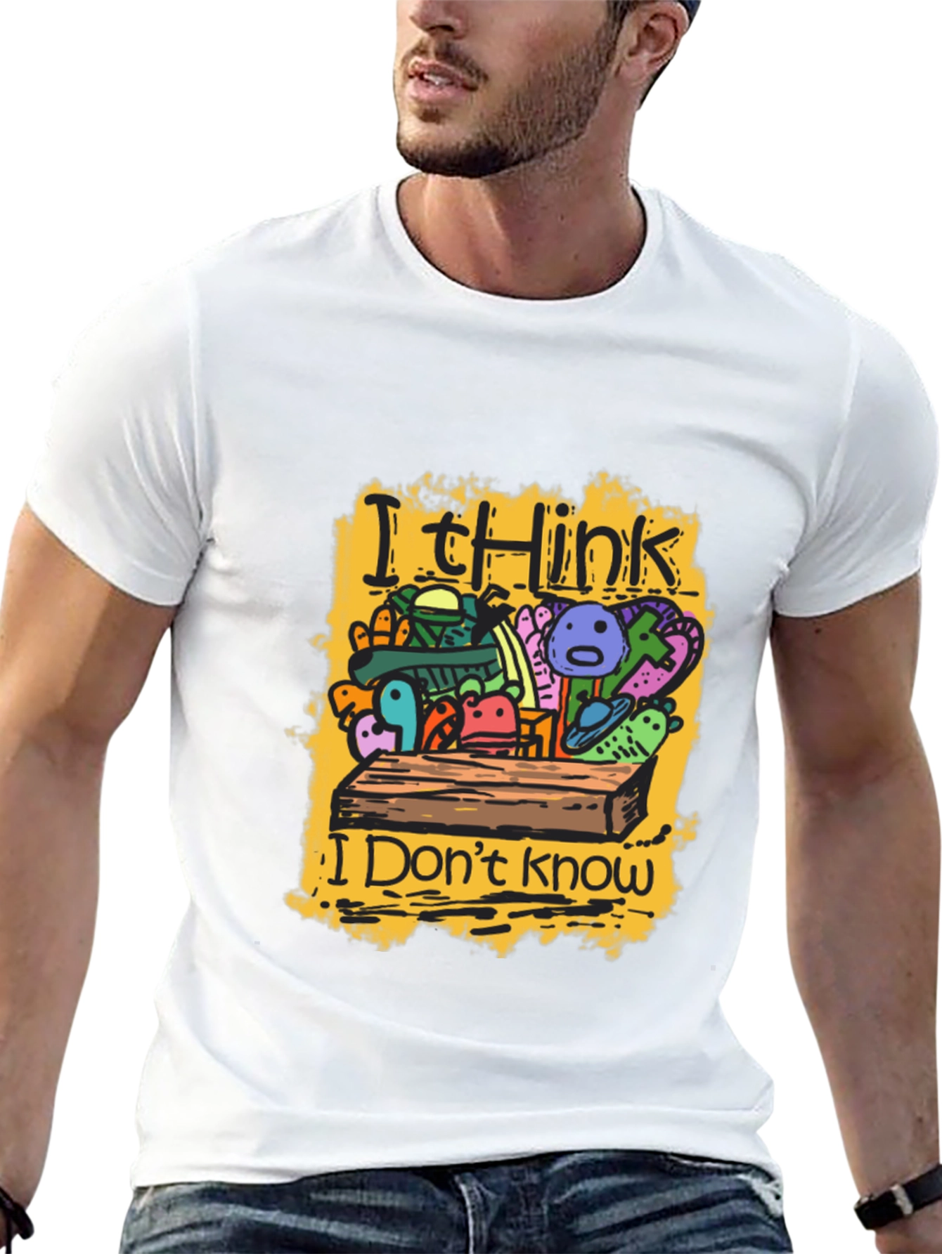 Black I Think I Don't Know Black Graphic Tee view 13